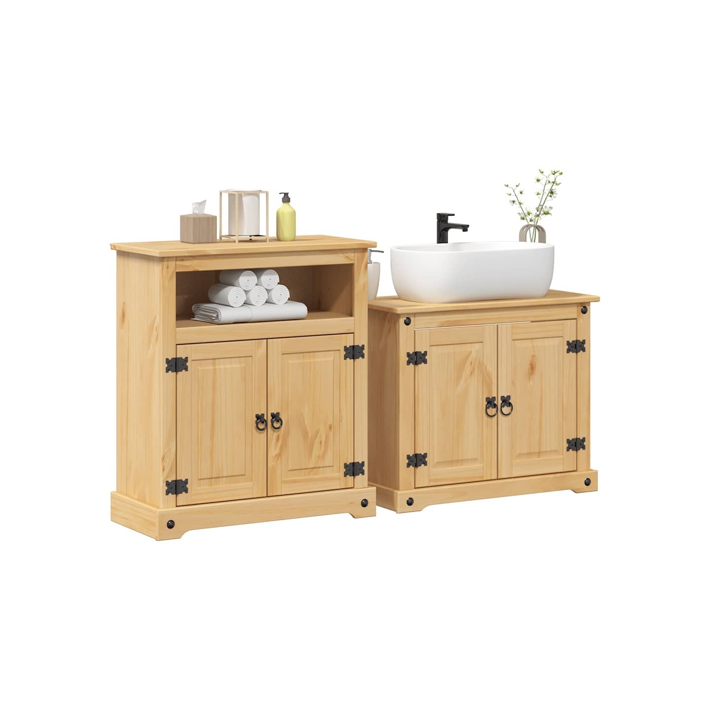 Ensemble de meubles salle de bain 2 pcs Corona bois pin massif
