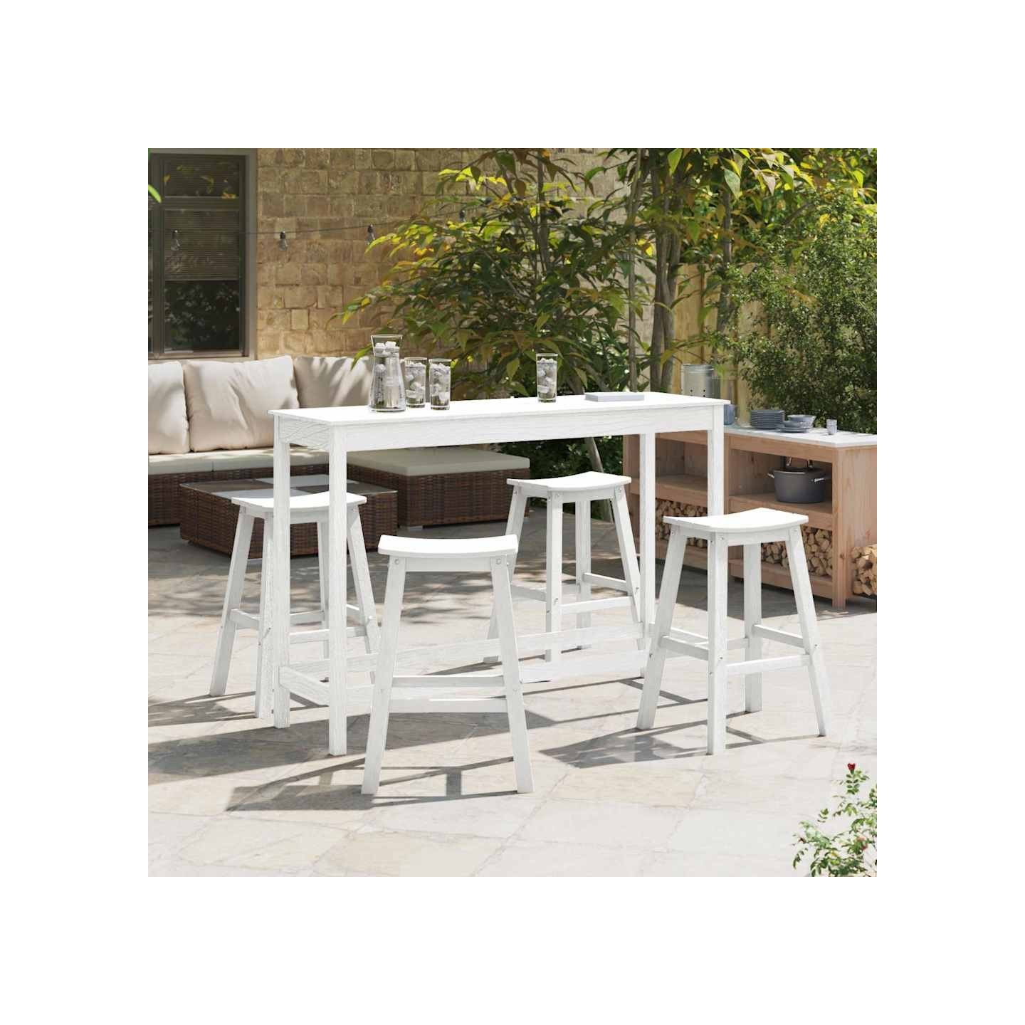 Ensemble de bar de jardin 4 pc Blanc HDPE