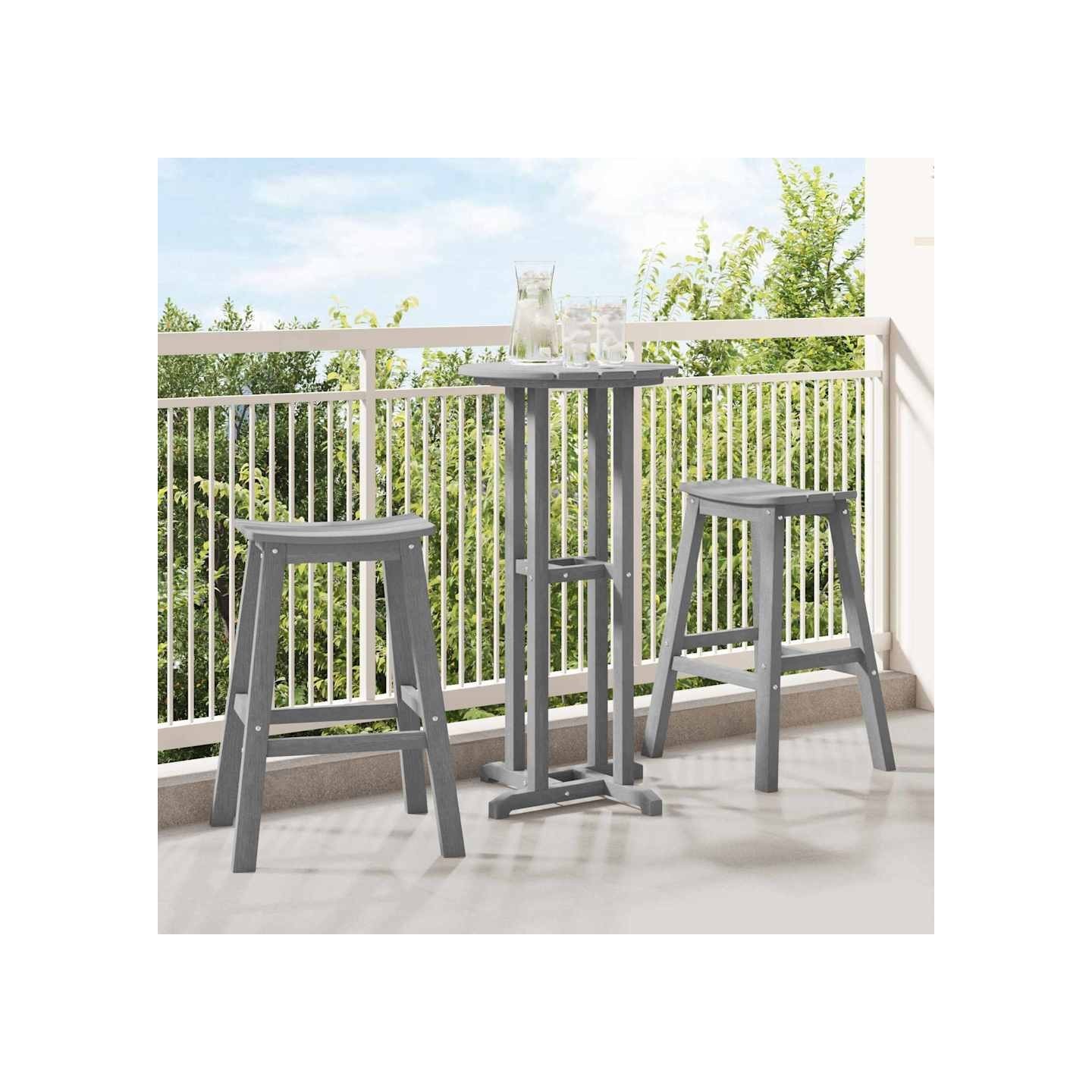 Ensemble de bar de jardin 3 pc Gris clair HDPE