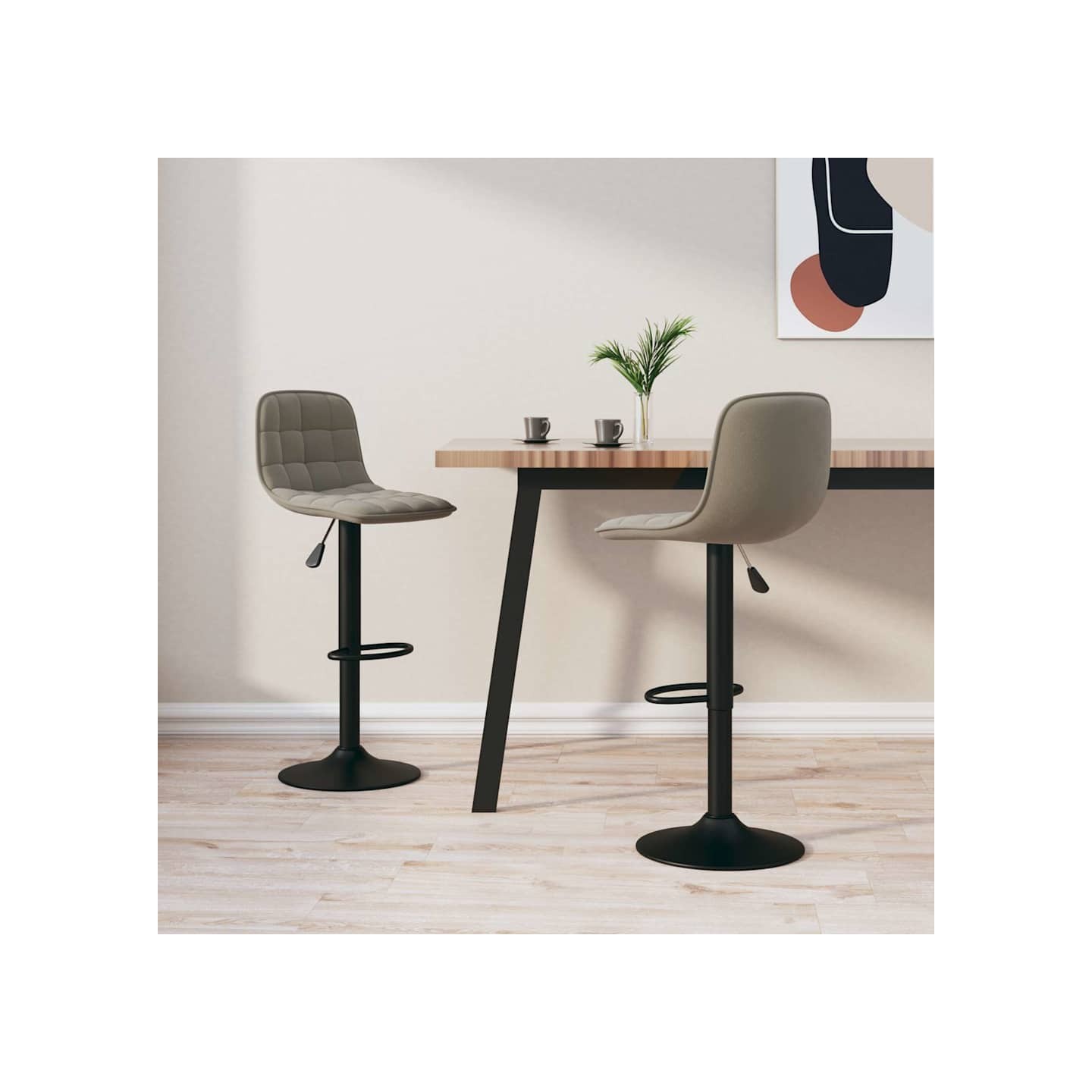 Tabourets de bar lot de 2 gris clair velours