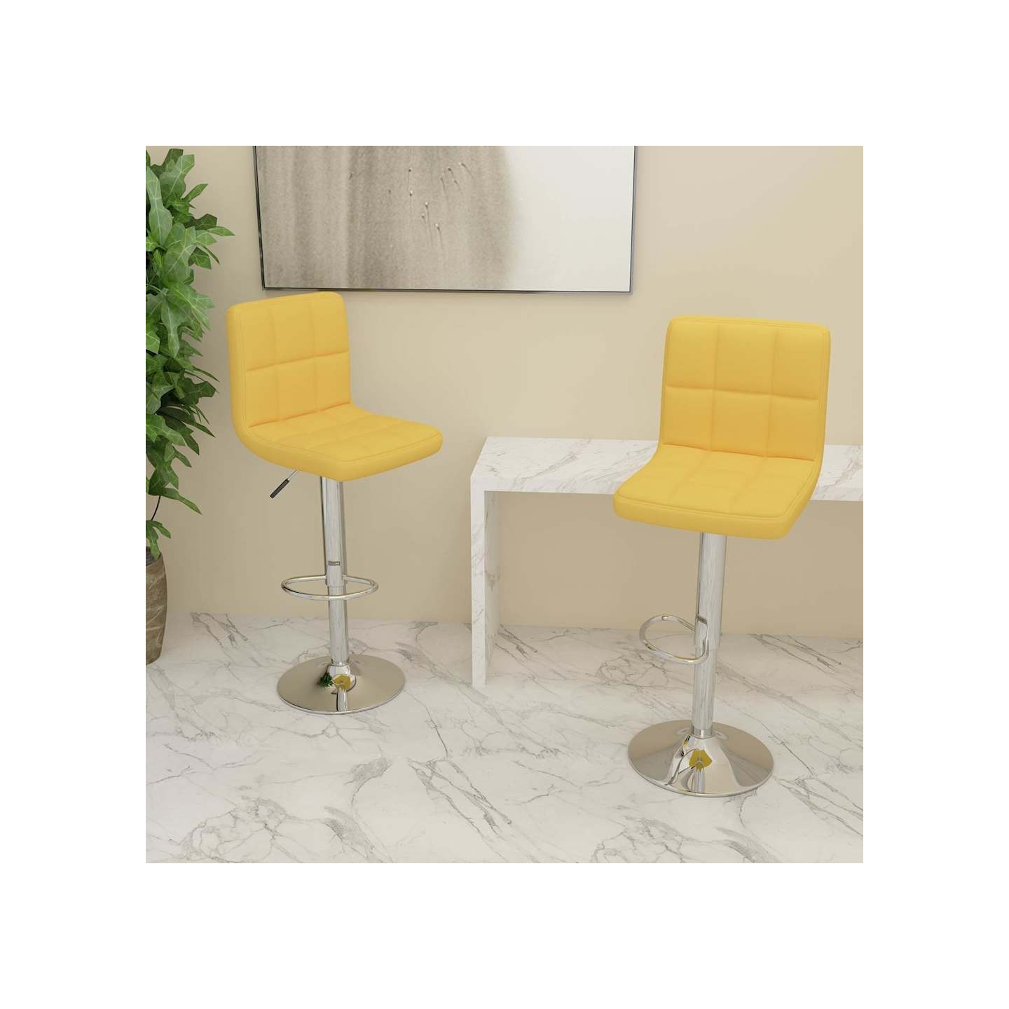 Tabourets de bar lot de 2 jaune moutarde tissu