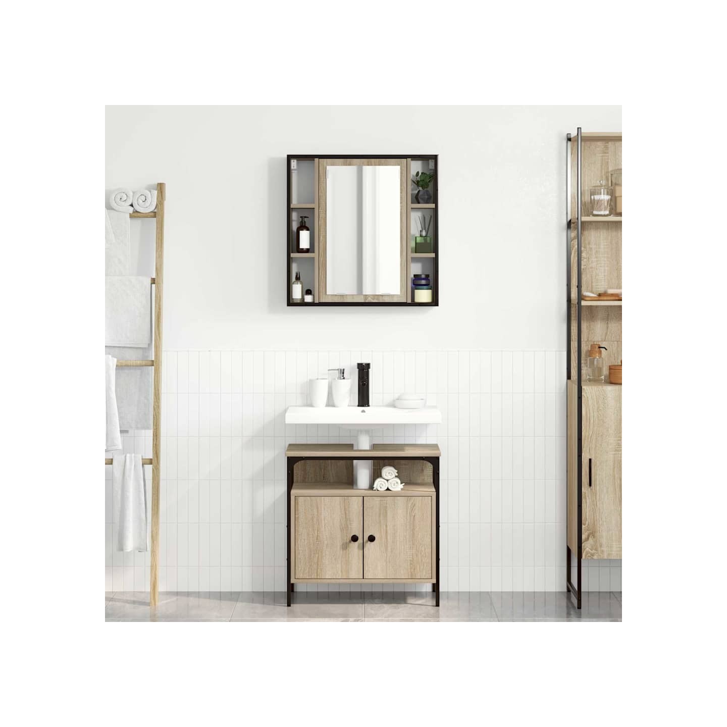 Ensemble de mobilier de salle de bain 2 pièces Marron