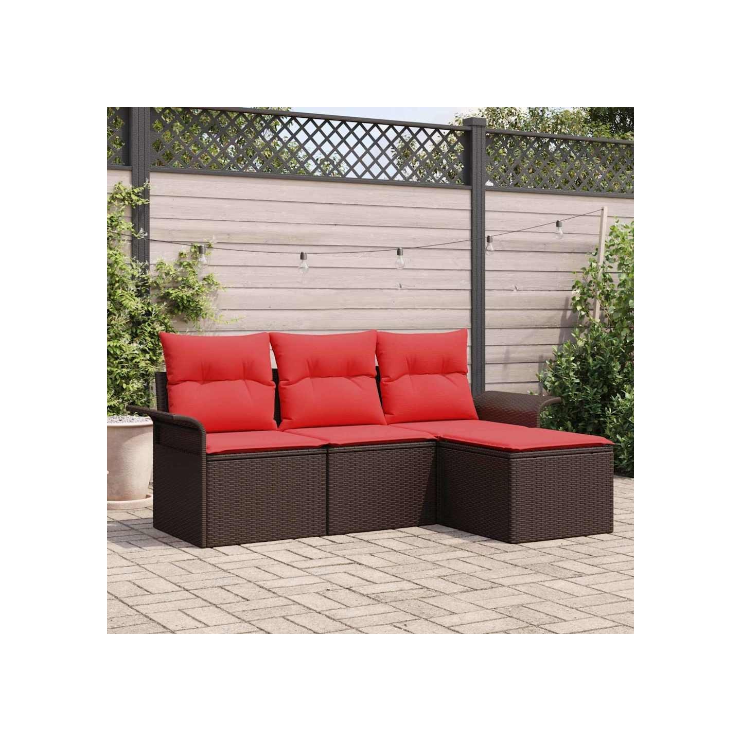 Ensemble de canapé de jardin 4 pc Marron polyrotin