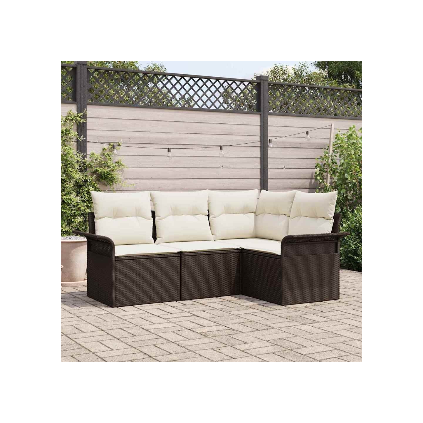 Ensemble de canapé de jardin 4 pc Marron polyrotin