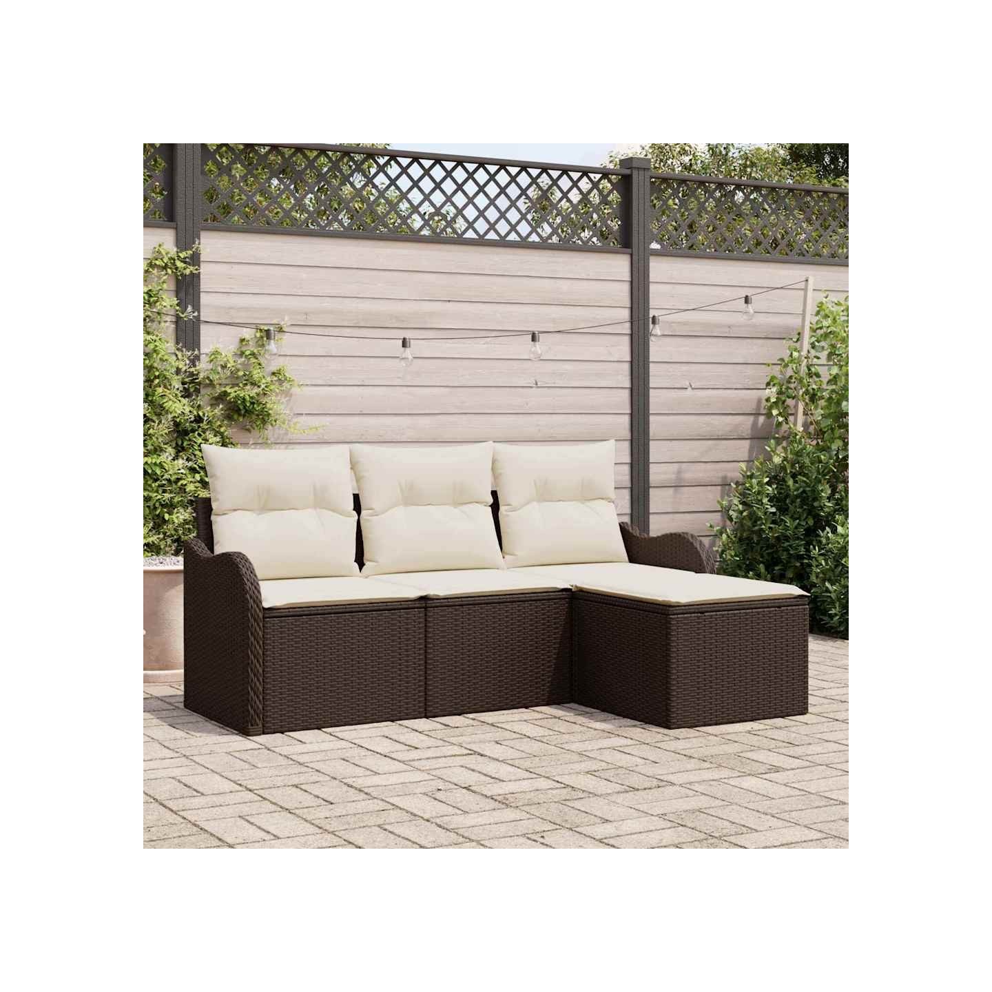 Ensemble de canapé de jardin 4 pc Marron polyrotin