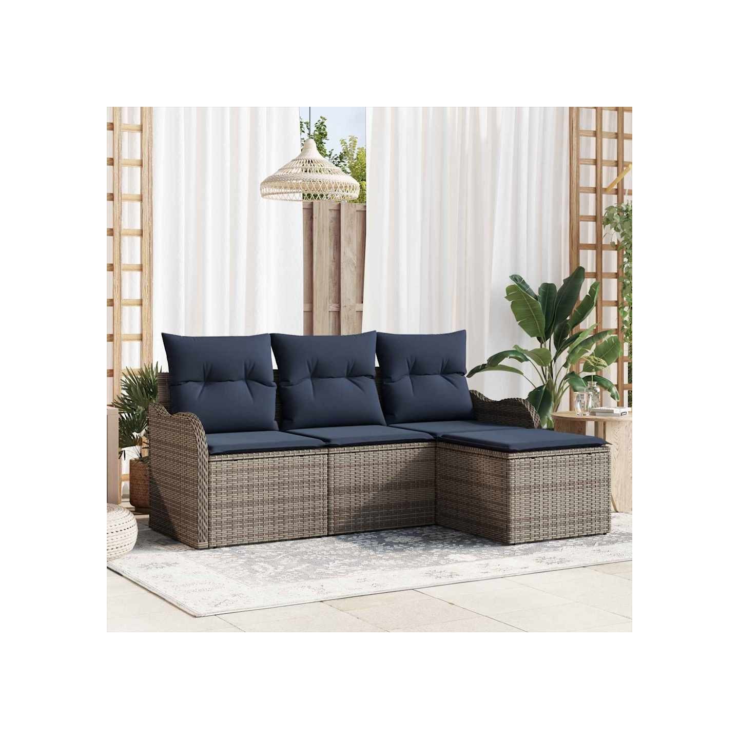 Ensemble de canapé de jardin Gris polyrotin