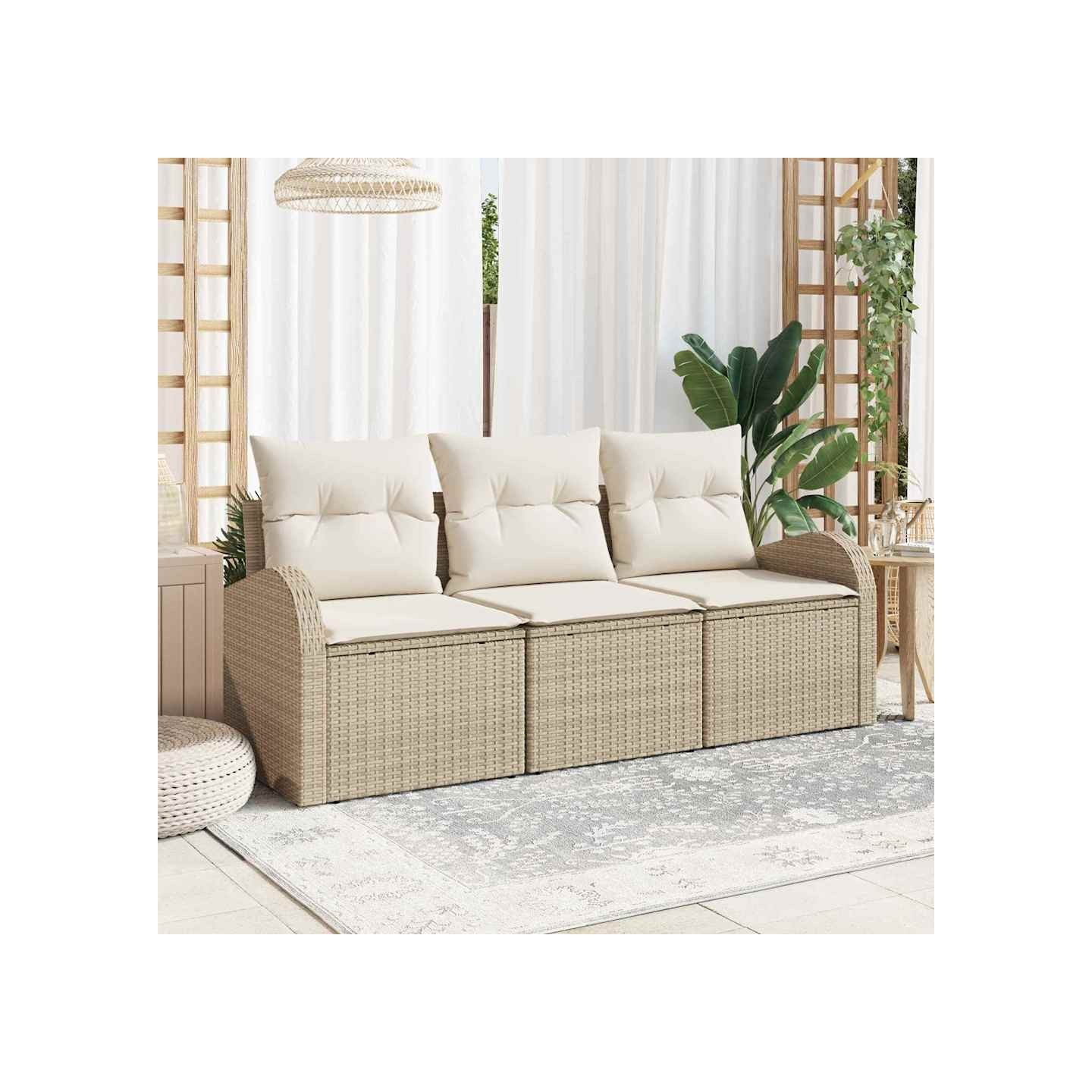 Ensemble de canapé de jardin Beige polyrotin