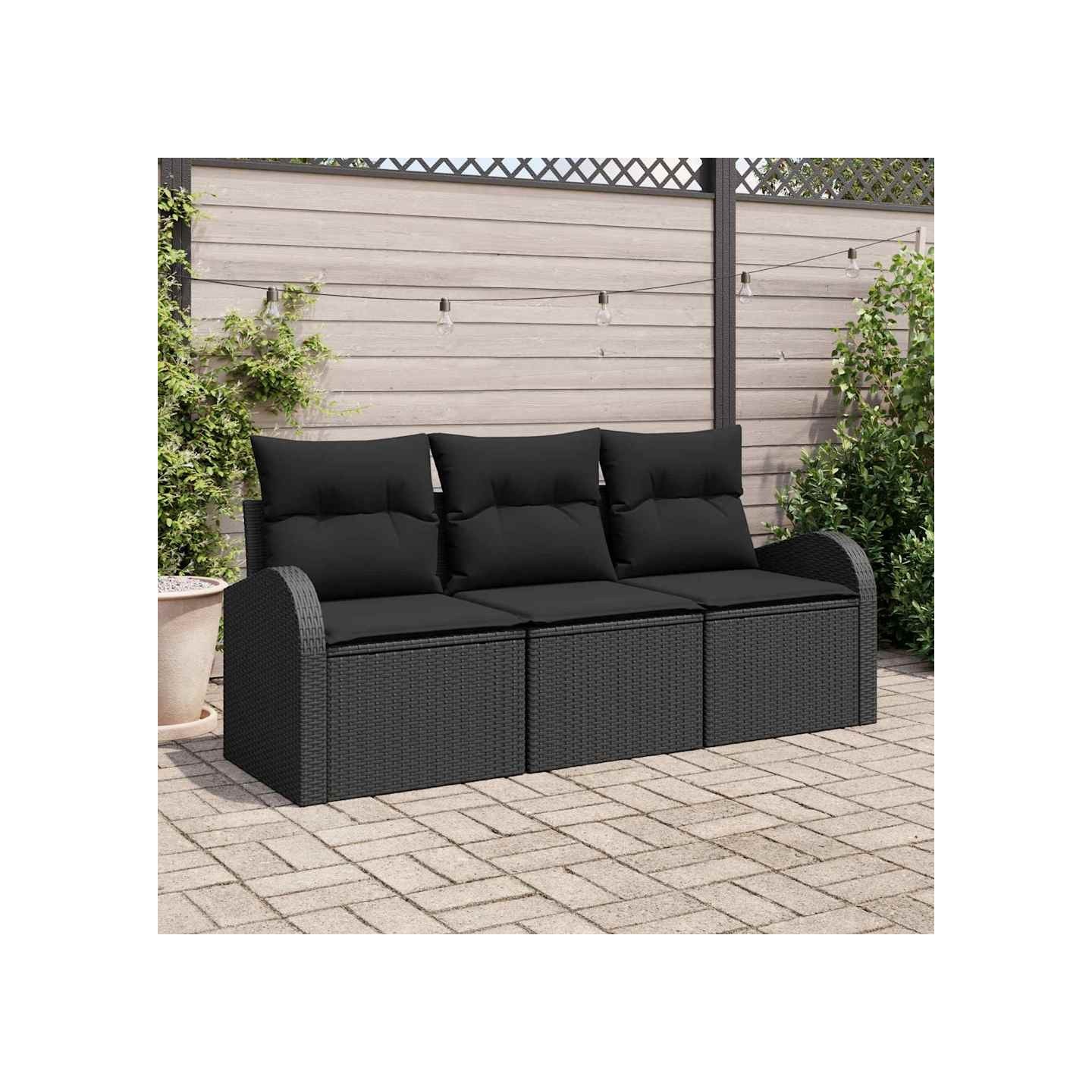 Ensemble de canapé de jardin Noir polyrotin