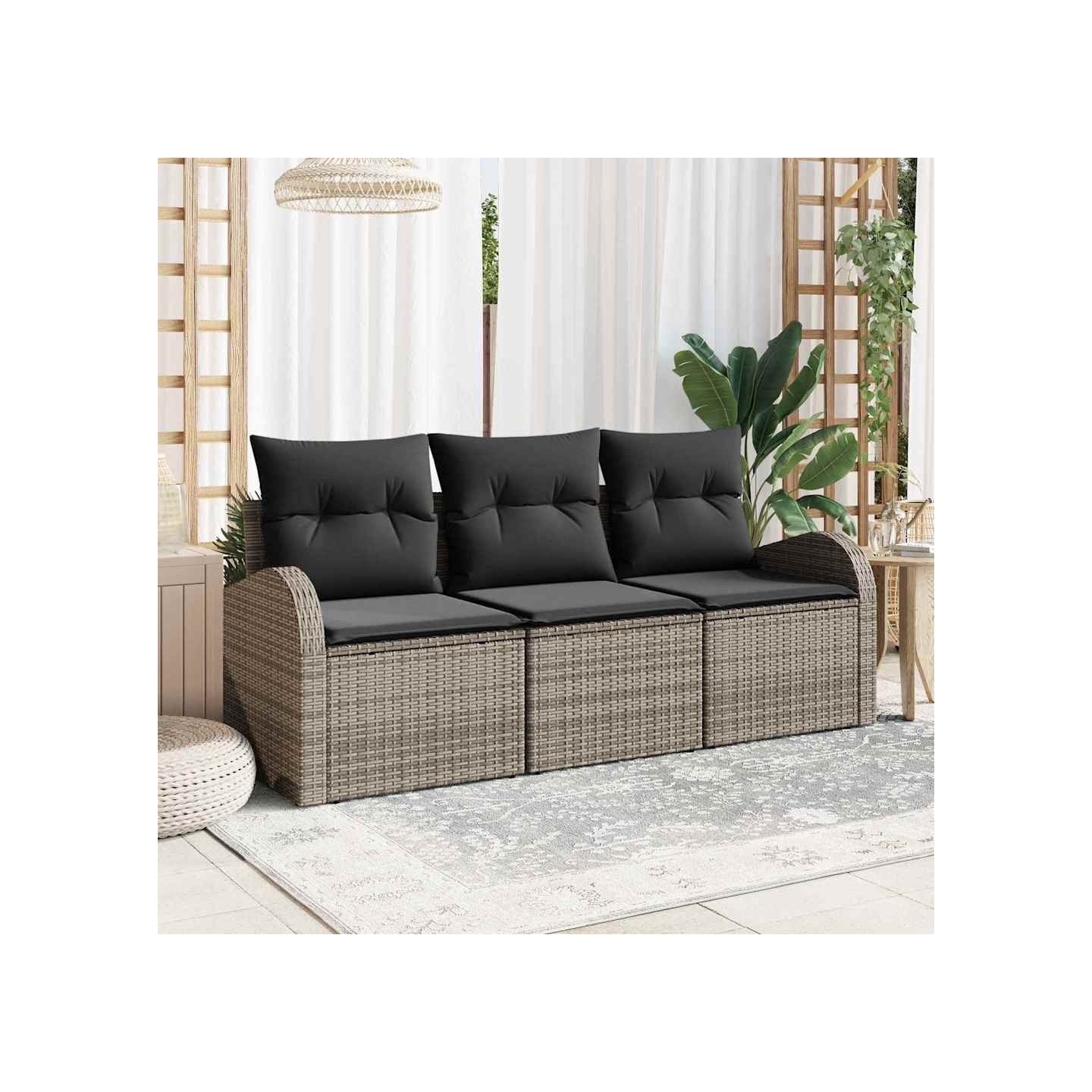 Ensemble de canapé de jardin Gris polyrotin