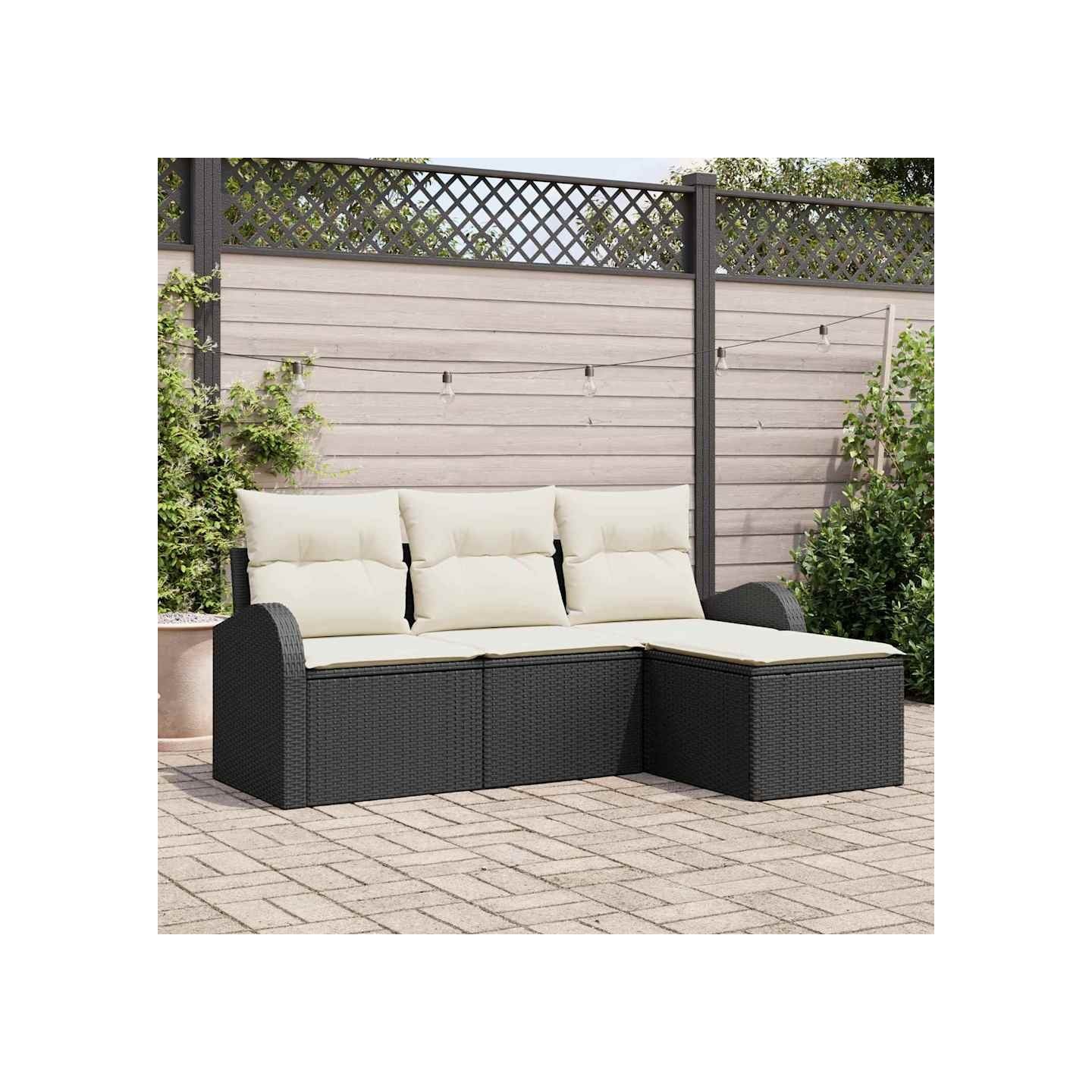 Ensemble de canapé de jardin Noir polyrotin