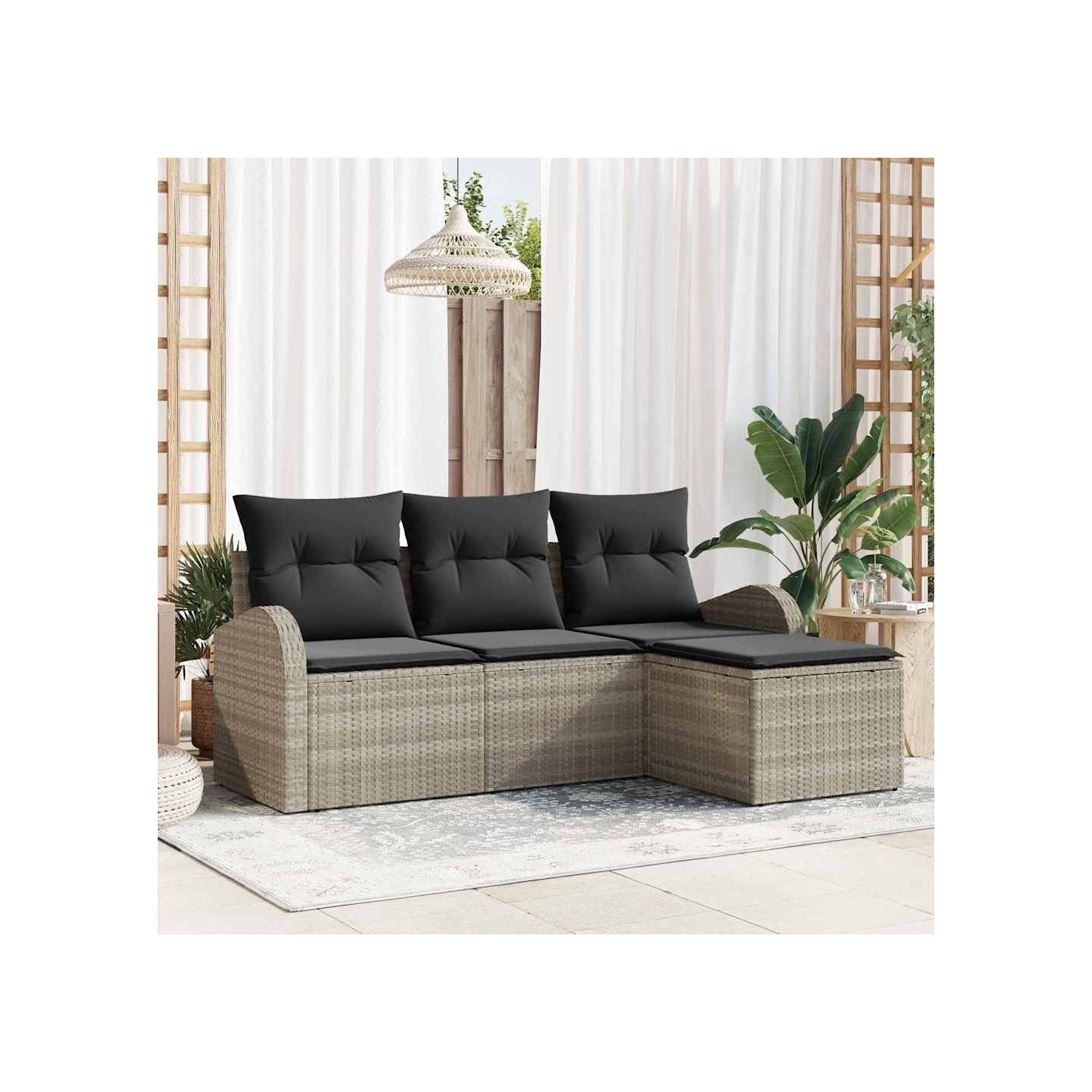 Ensemble de canapé de jardin Gris clair polyrotin