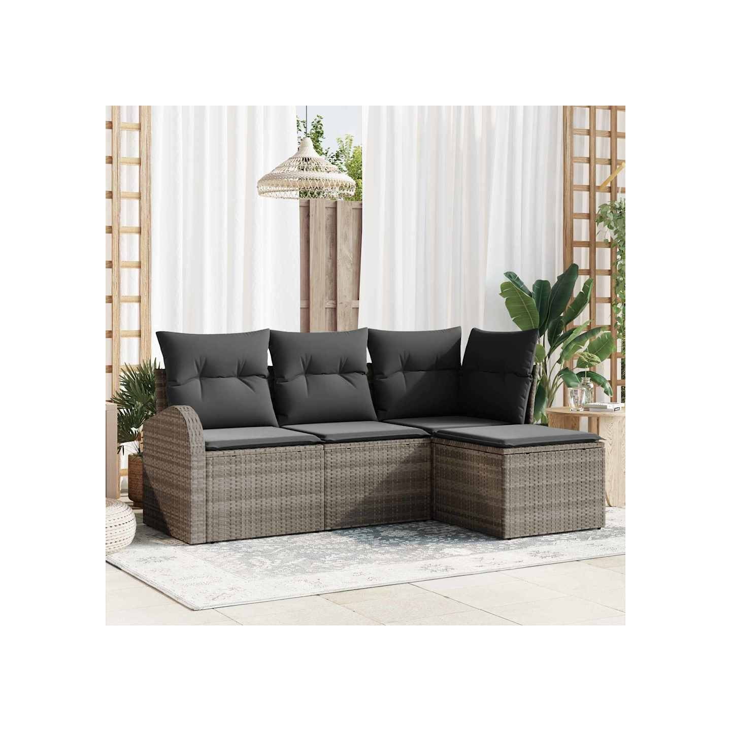 Ensemble de canapé de jardin Gris polyrotin