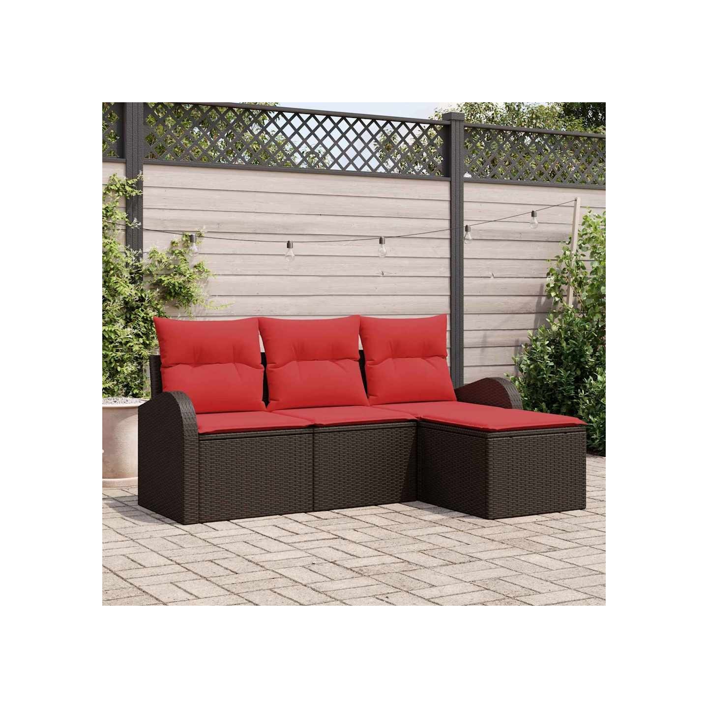 Ensemble de canapé de jardin Marron polyrotin