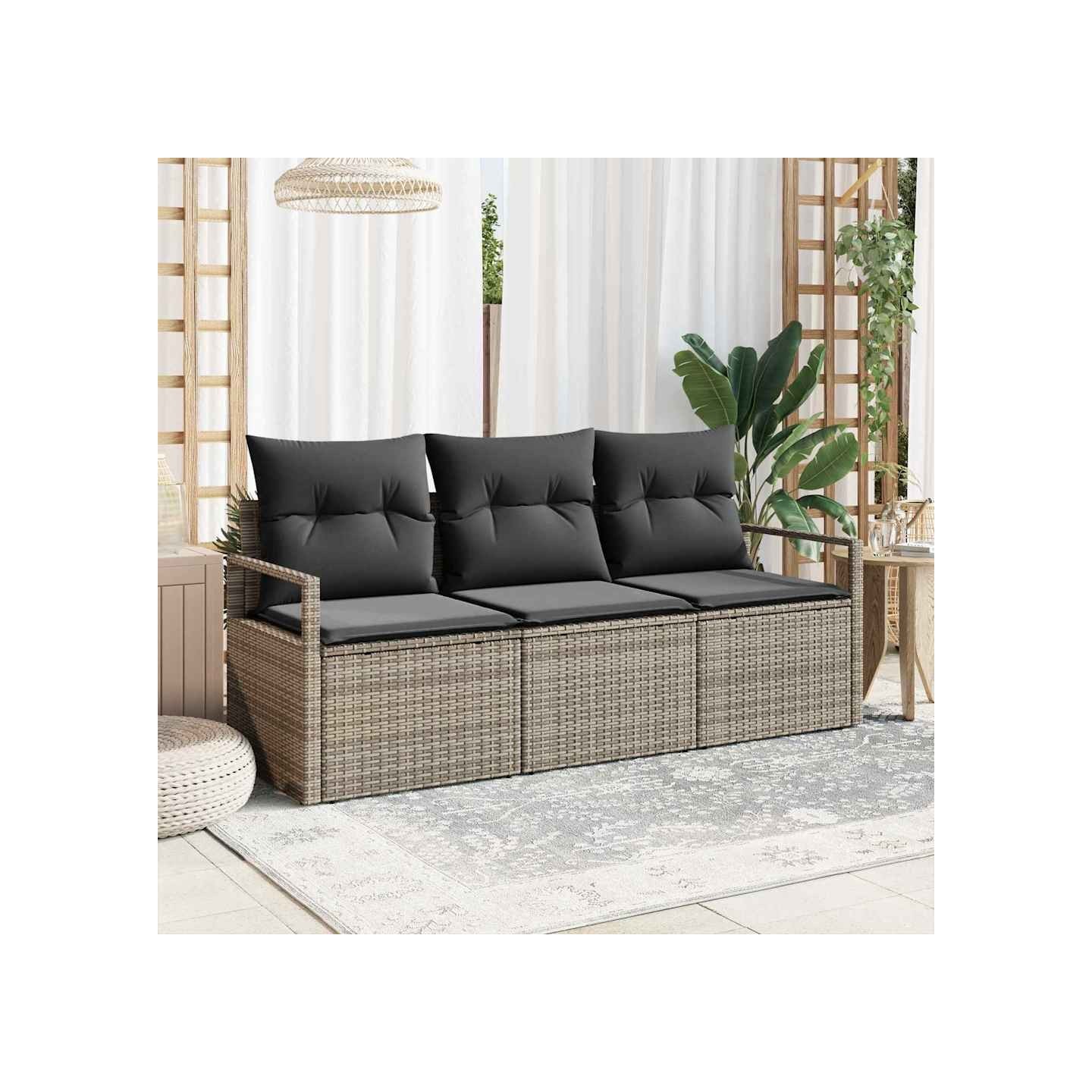 Ensemble de Canapés 3 pc Gris polyrotin