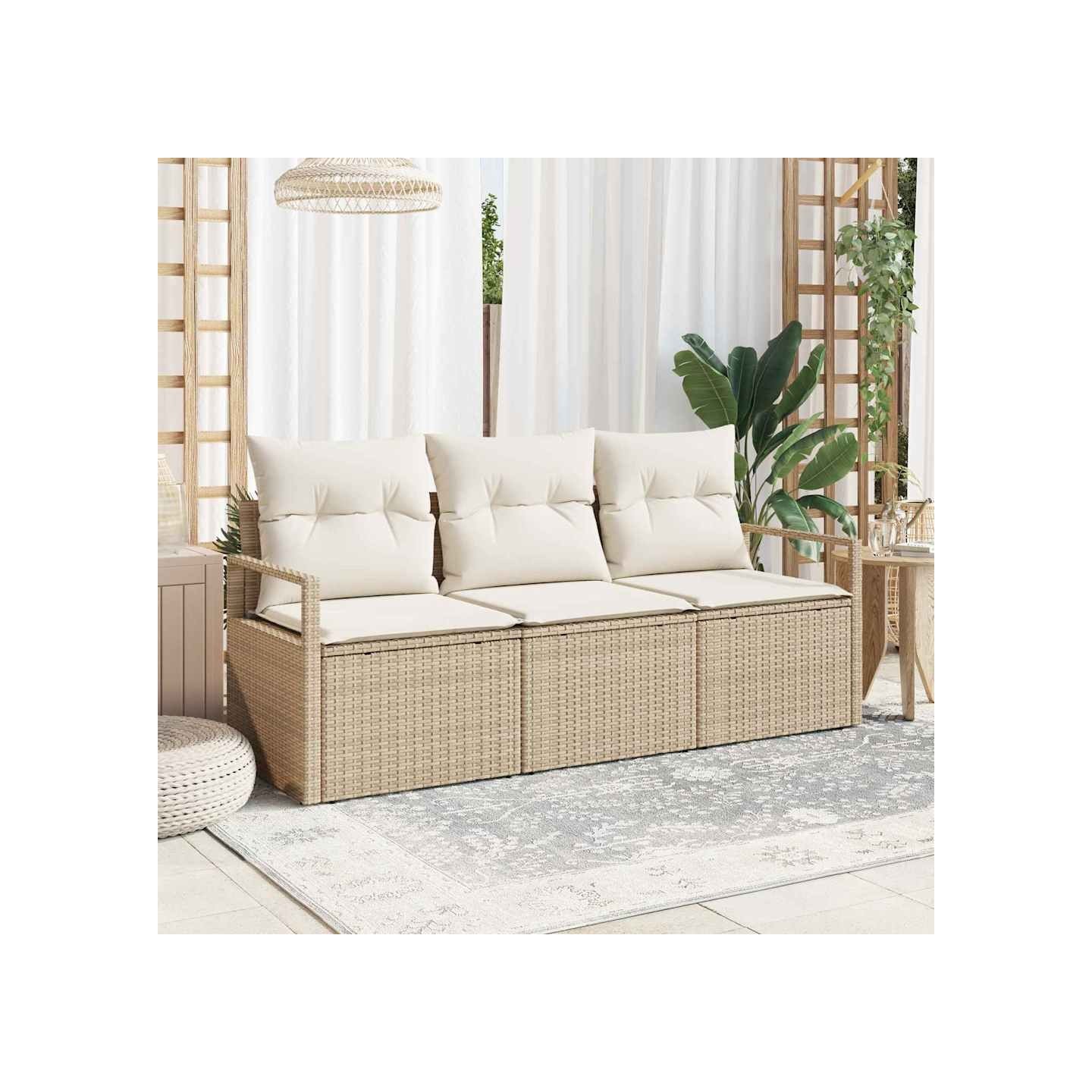 Ensemble de Canapés 3 pc Beige polyrotin
