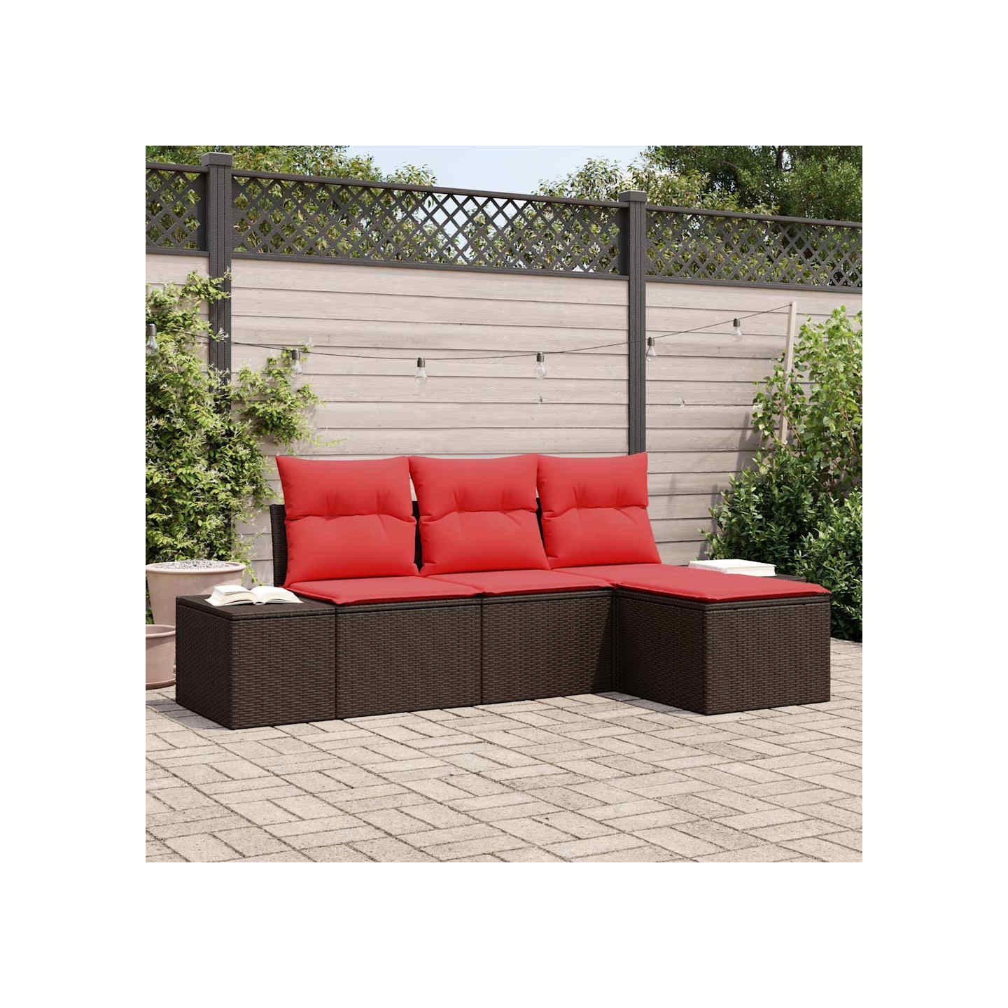 Ensemble de Canapés 4 pc Marron [Synthétique]: Poly Rattan