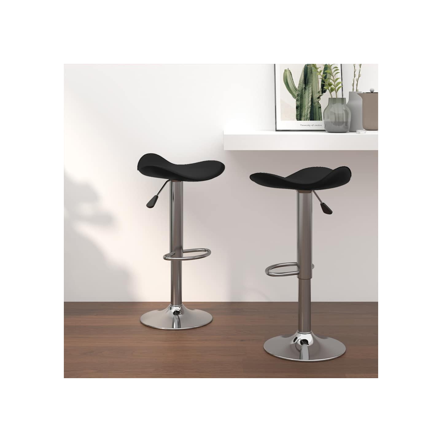 Tabourets de bar lot de 2 noir acier chromé et cuir artificiel