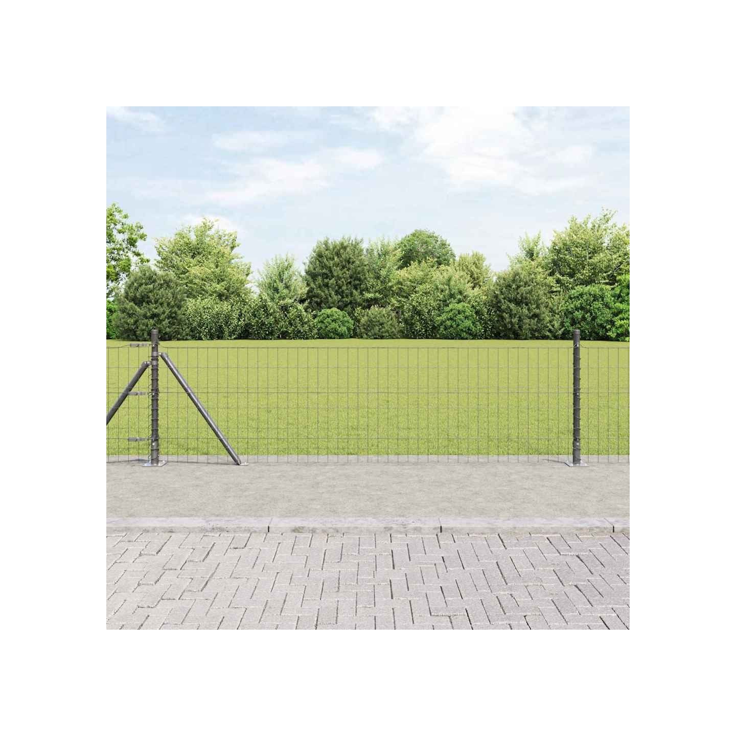 Clôture Euro avec Base en Béton 10 x 0,6 m Gris Maille
