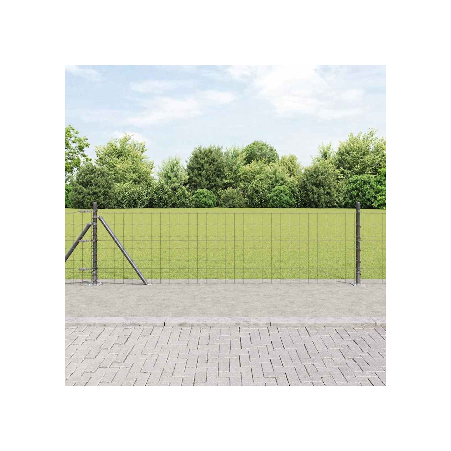 Clôture Euro avec Base en Béton 25 x 0,4 m Gris Maille