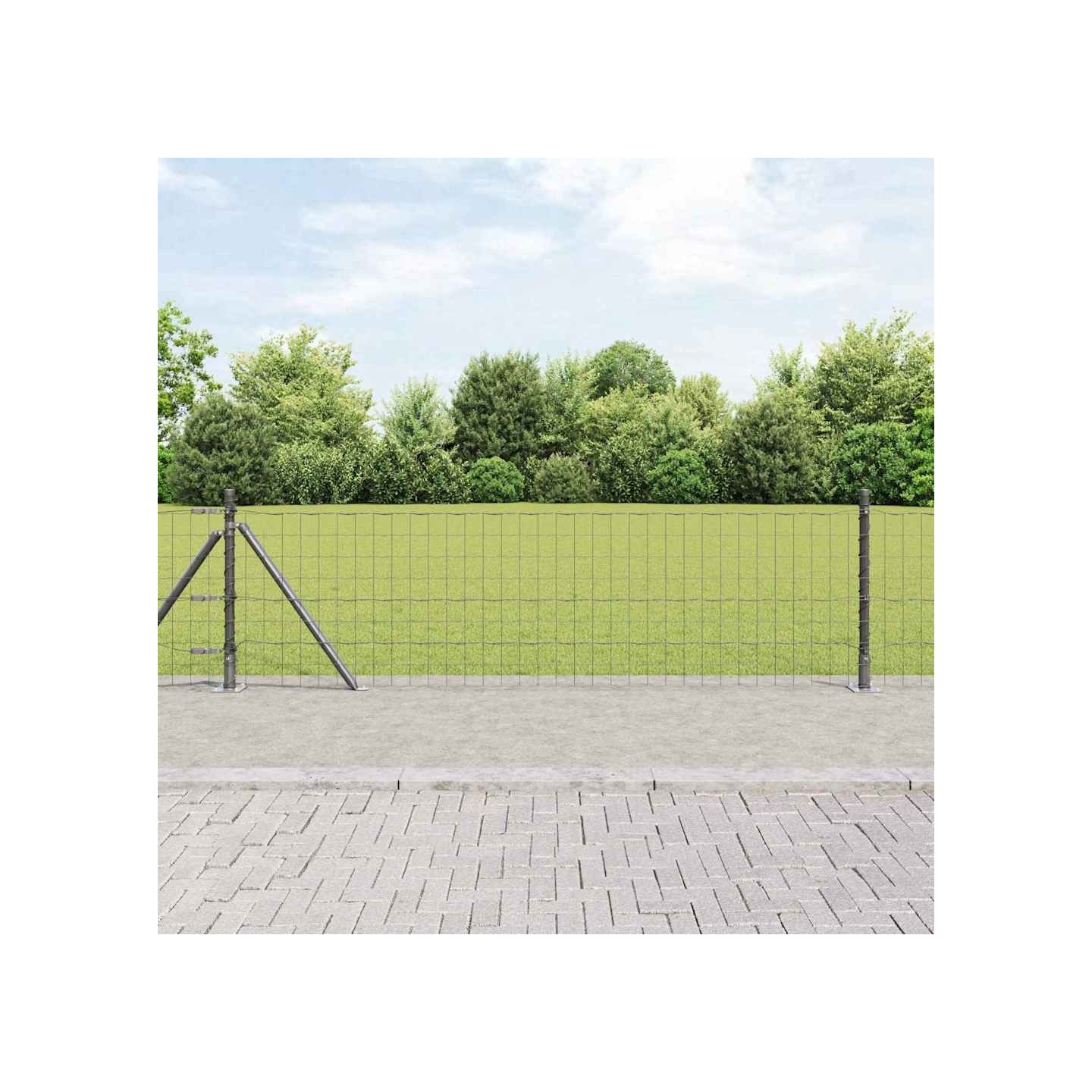Clôture Euro avec Base en Béton 10 x 0,6 m Gris Maille