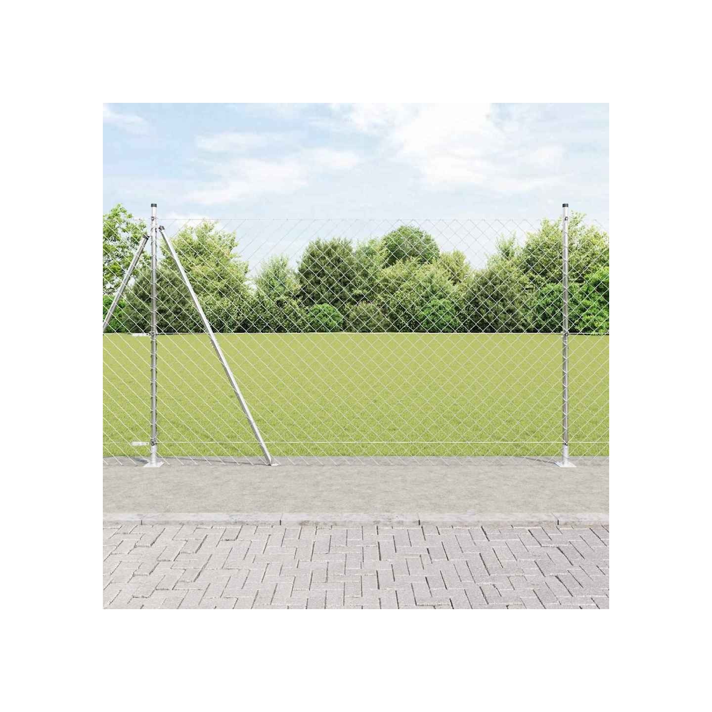Clôture en maillons de chaîne avec socle en béton 10 x 1,4 m