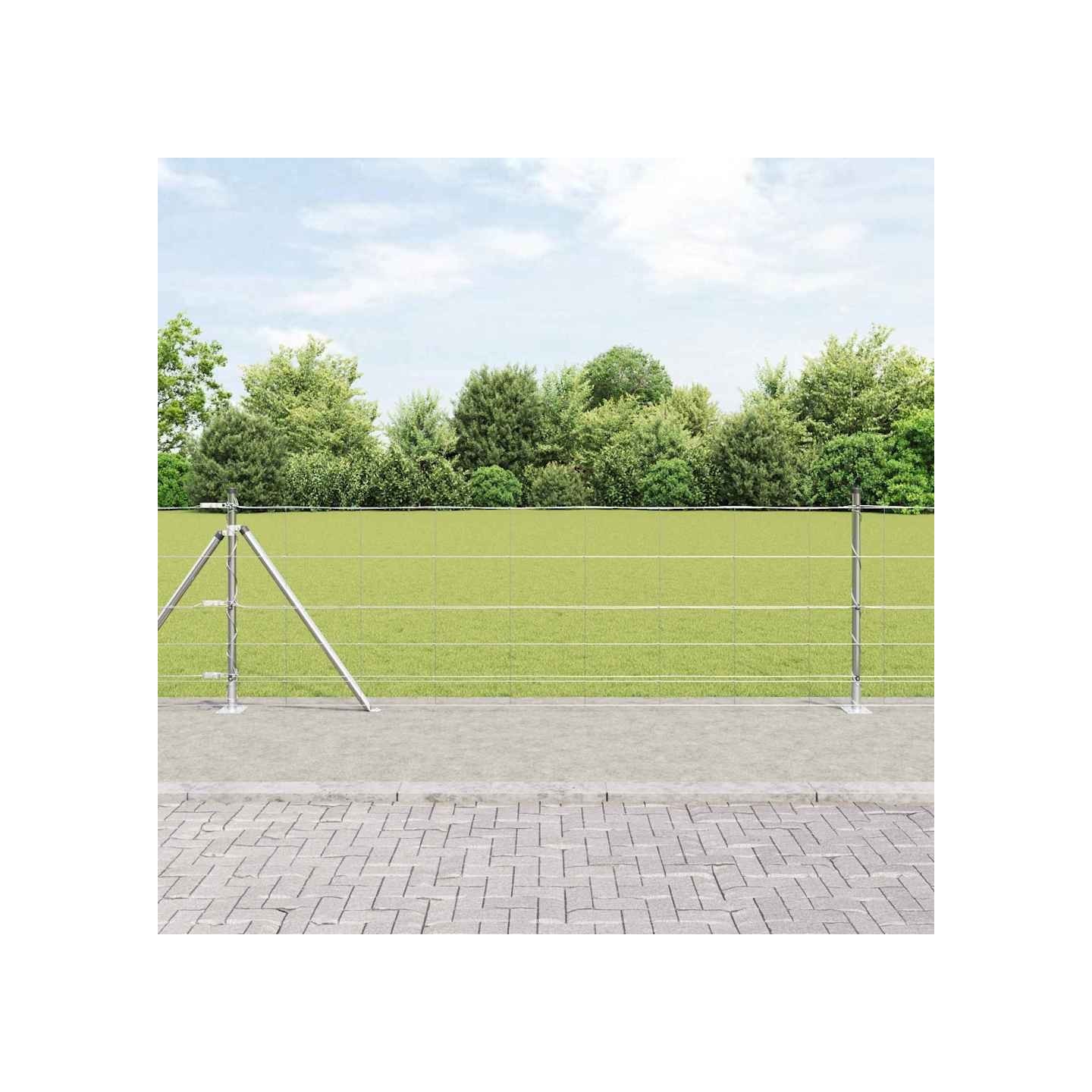 Clôture en fil soudé avec base en béton 25 x 0,8 m Argenté