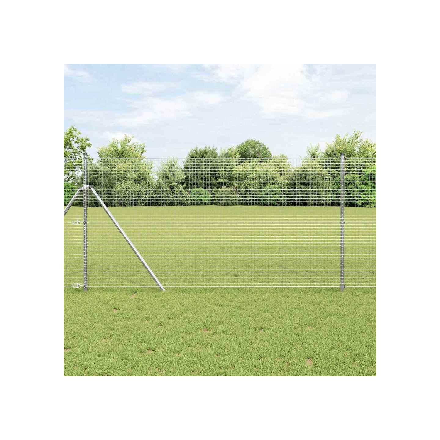 Clôture en fils soudés pour fixation au sol 10 x 1,2 m Argenté