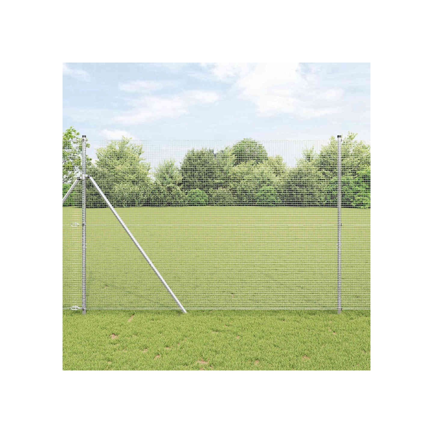 Clôture en fils soudés pour fixation au sol 10 x 1,6 m Argenté