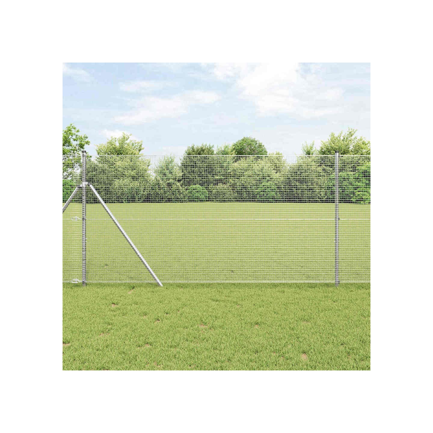 Clôture en fils soudés pour fixation au sol 10 x 1,4 m Argenté