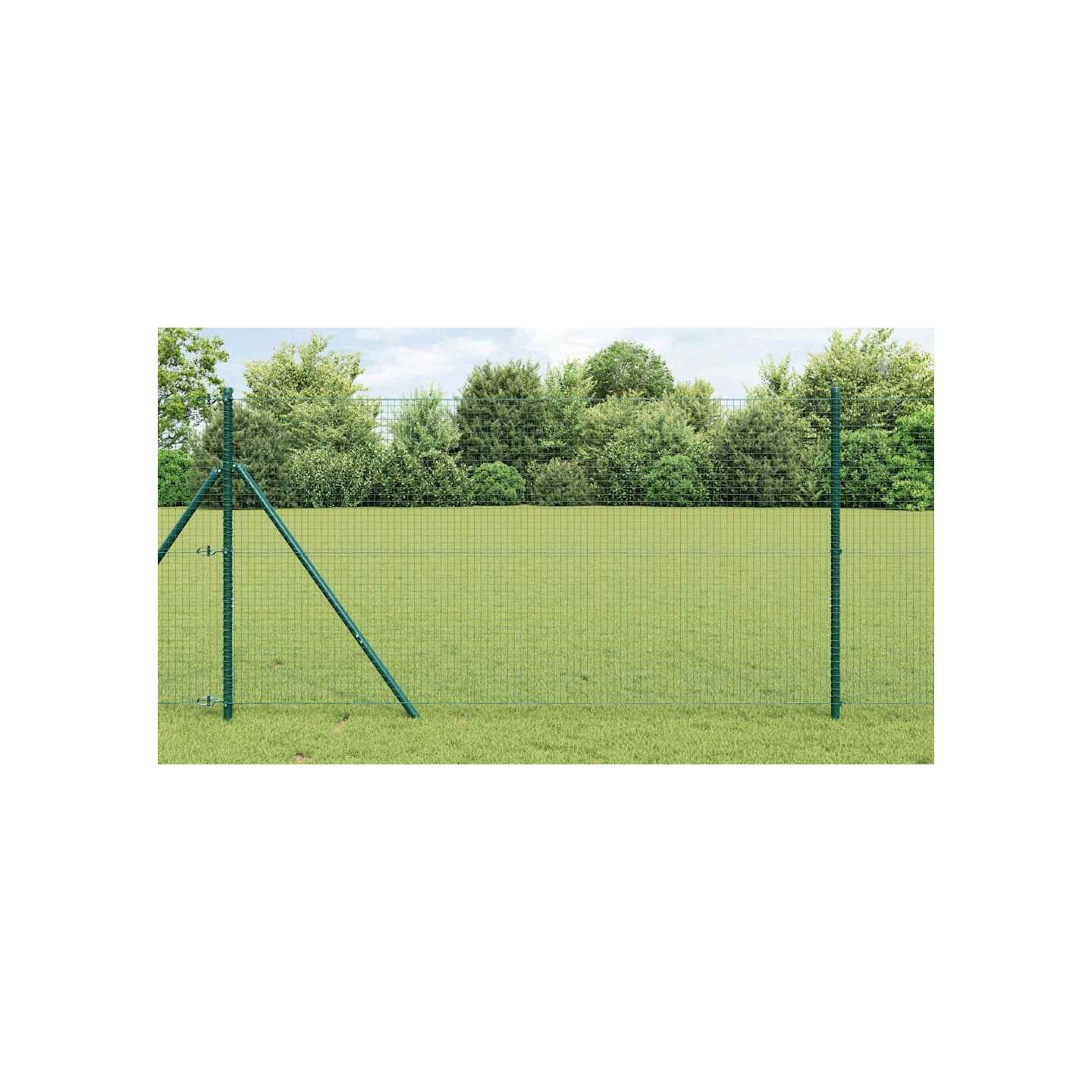 Clôture en fils soudés pour fixation au sol 10 x 1 m Vert