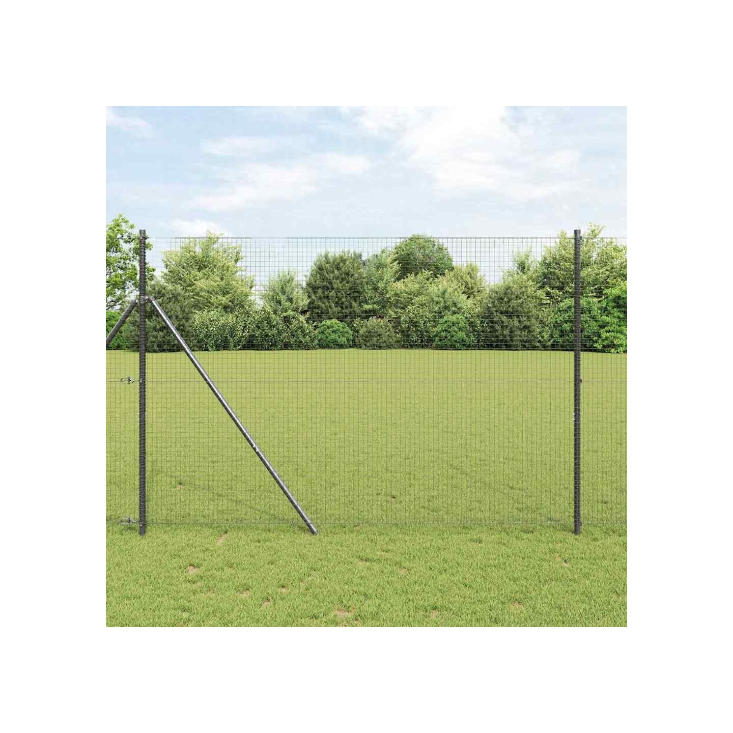 Clôture en fils soudés pour fixation au sol 10 x 1,5 m Gris