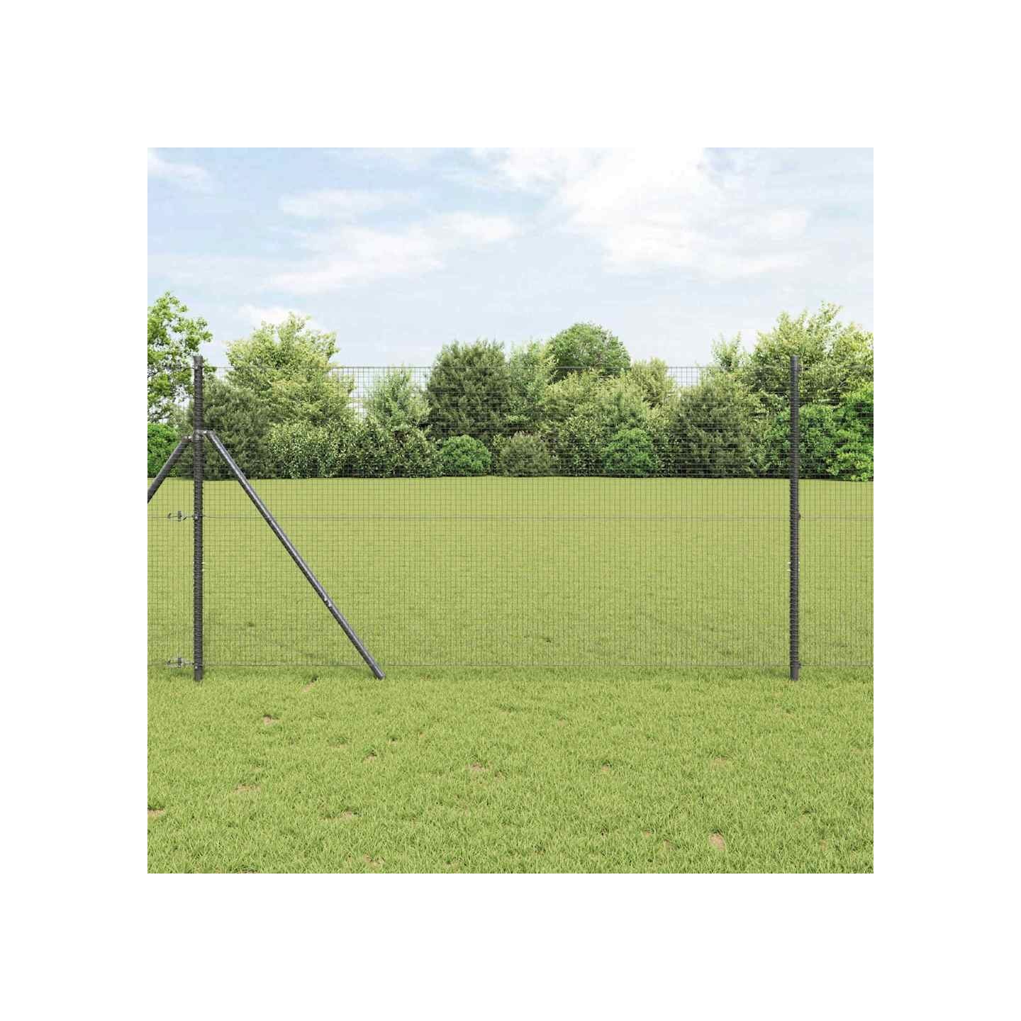 Clôture en fils soudés pour fixation au sol 10 x 1,2 m Gris