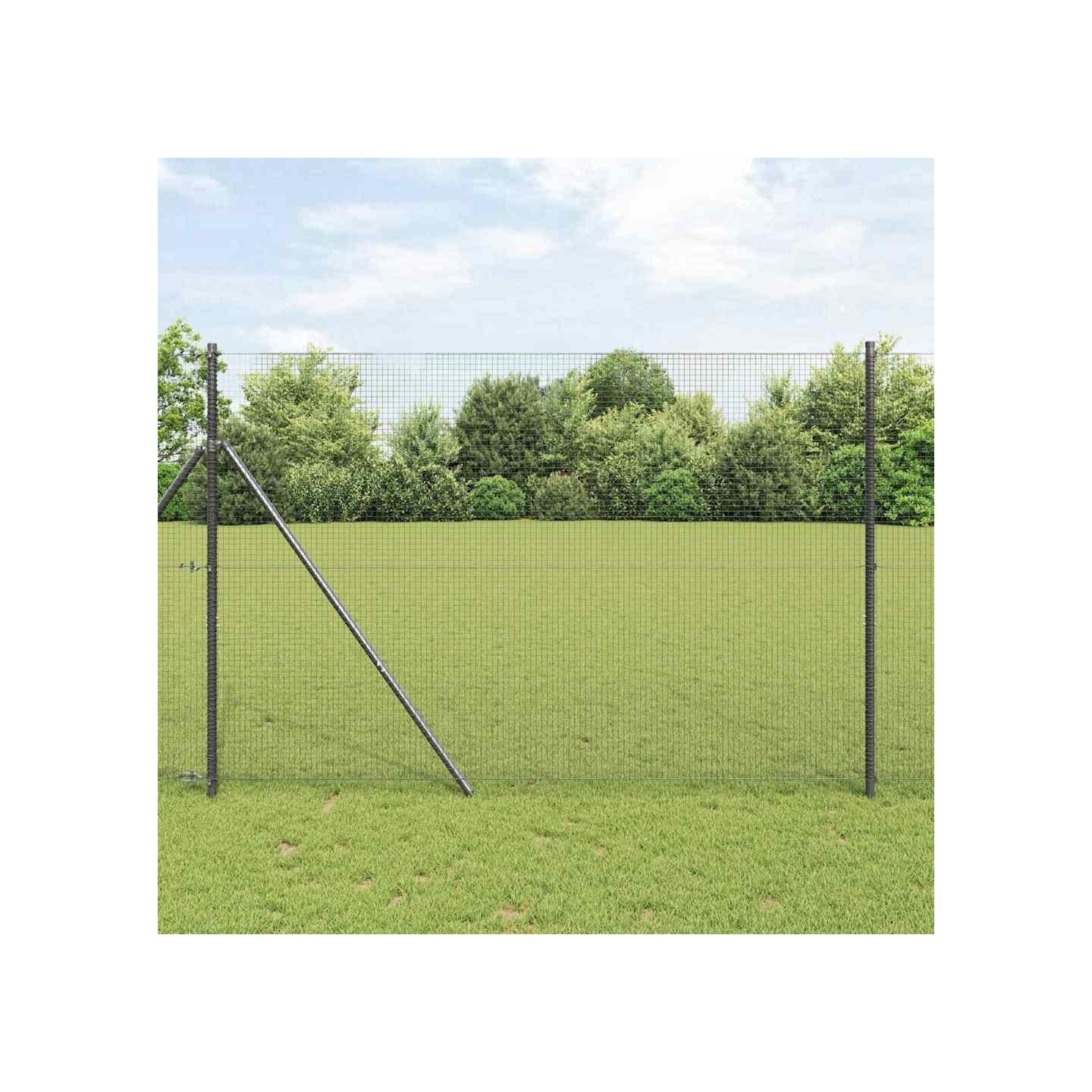 Clôture en fils soudés pour fixation au sol 10 x 1,5 m Gris