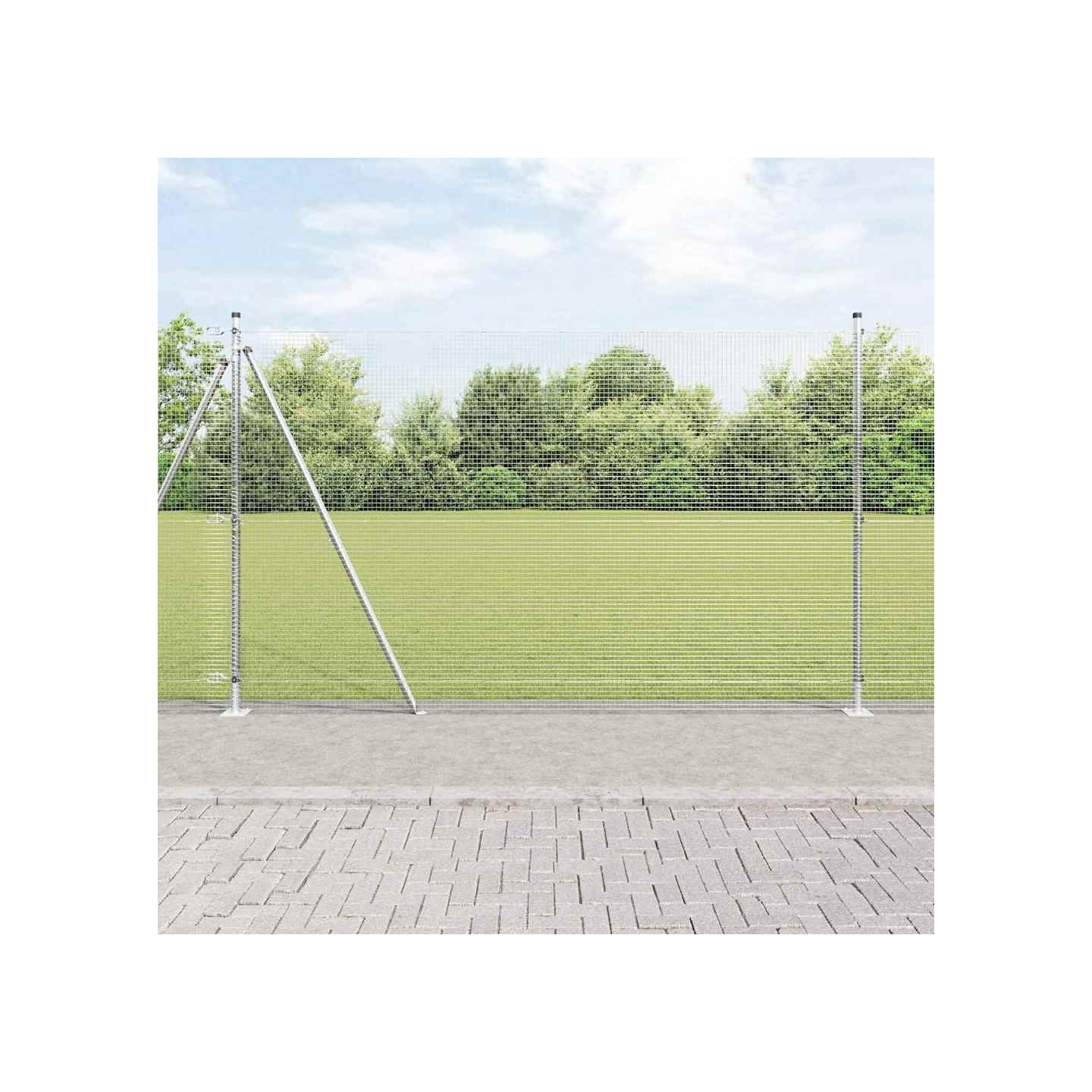 Clôture en fil soudé avec base en béton 10 x 1,4 m Argenté