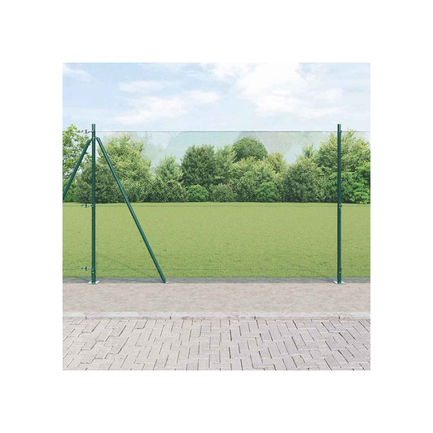 Clôture en fil soudé avec base en béton 10 x 1,5 m Vert Maille