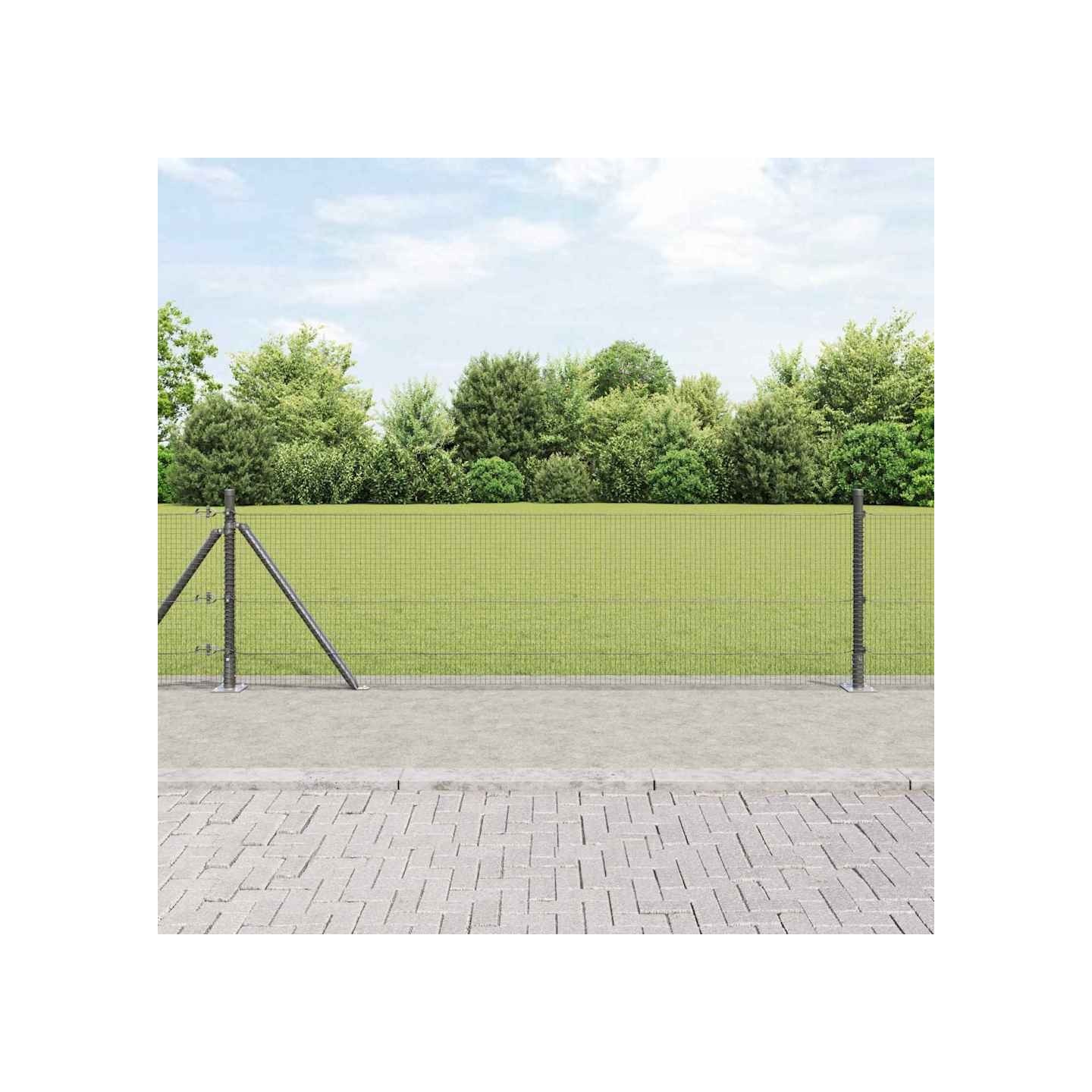 Clôture en fil soudé avec base en béton 25 x 0,4 m Gris Maille