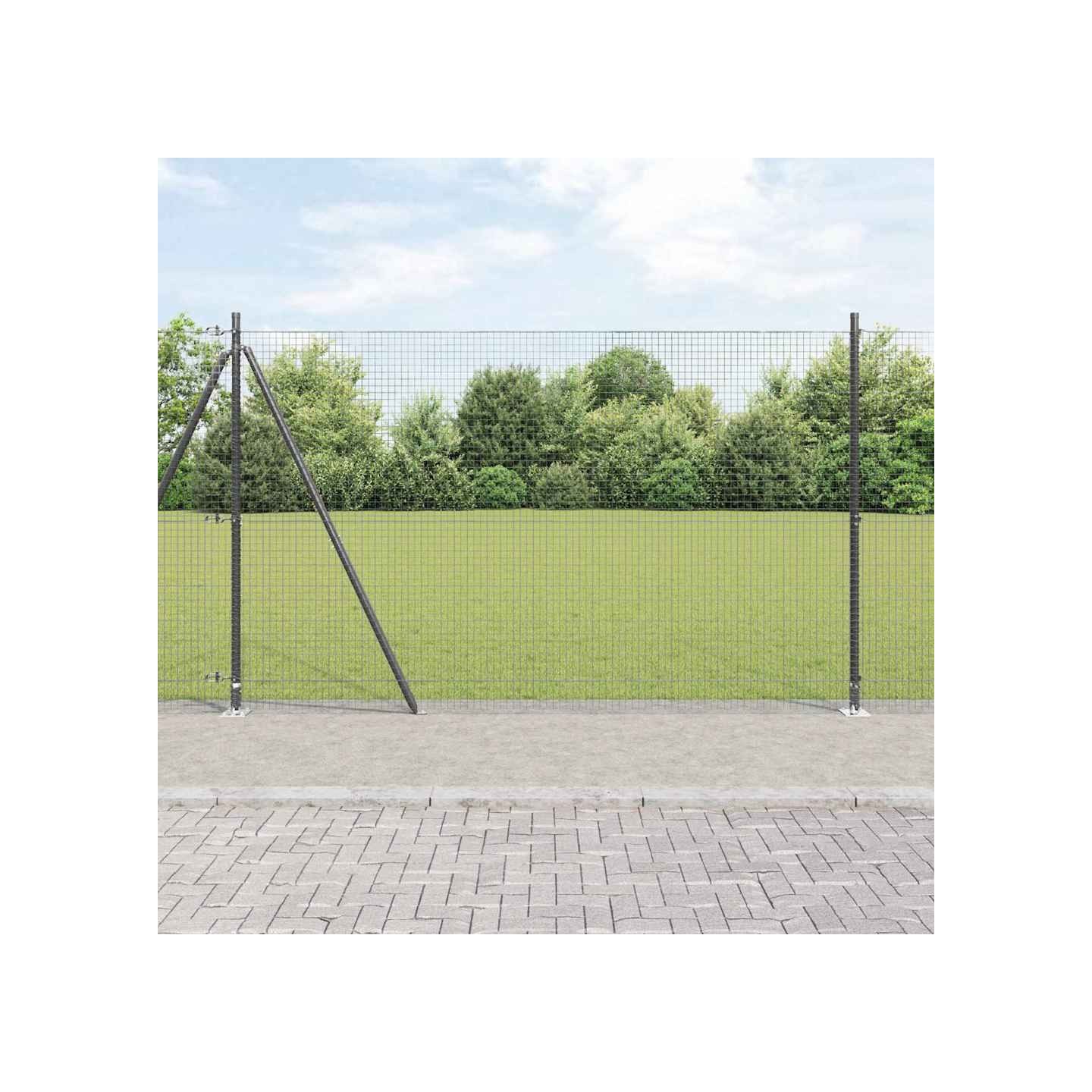 Clôture en fil soudé avec base en béton 10 x 1,5 m Gris Maille