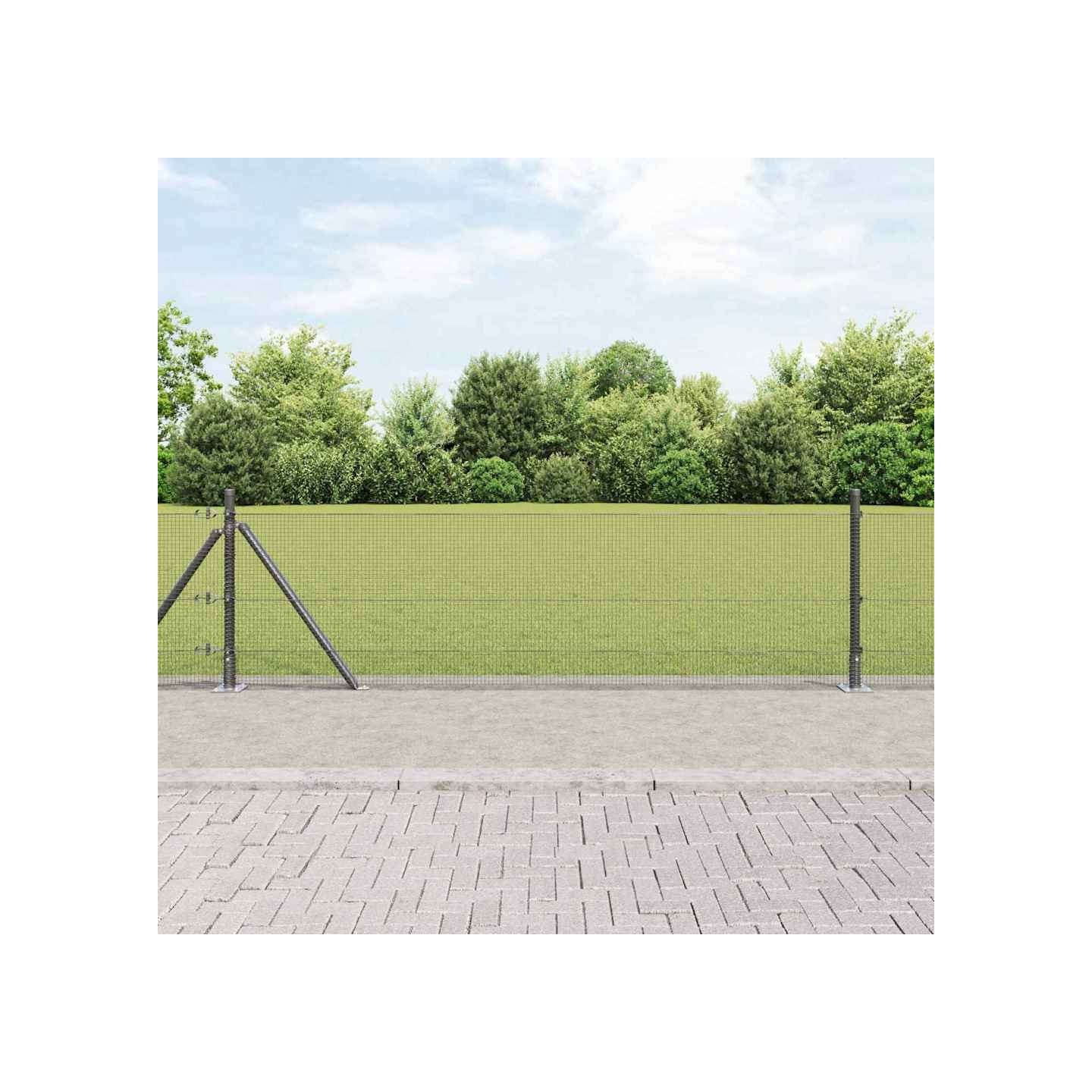 Clôture en fil soudé avec base en béton 25 x 0,6 m Gris Maille