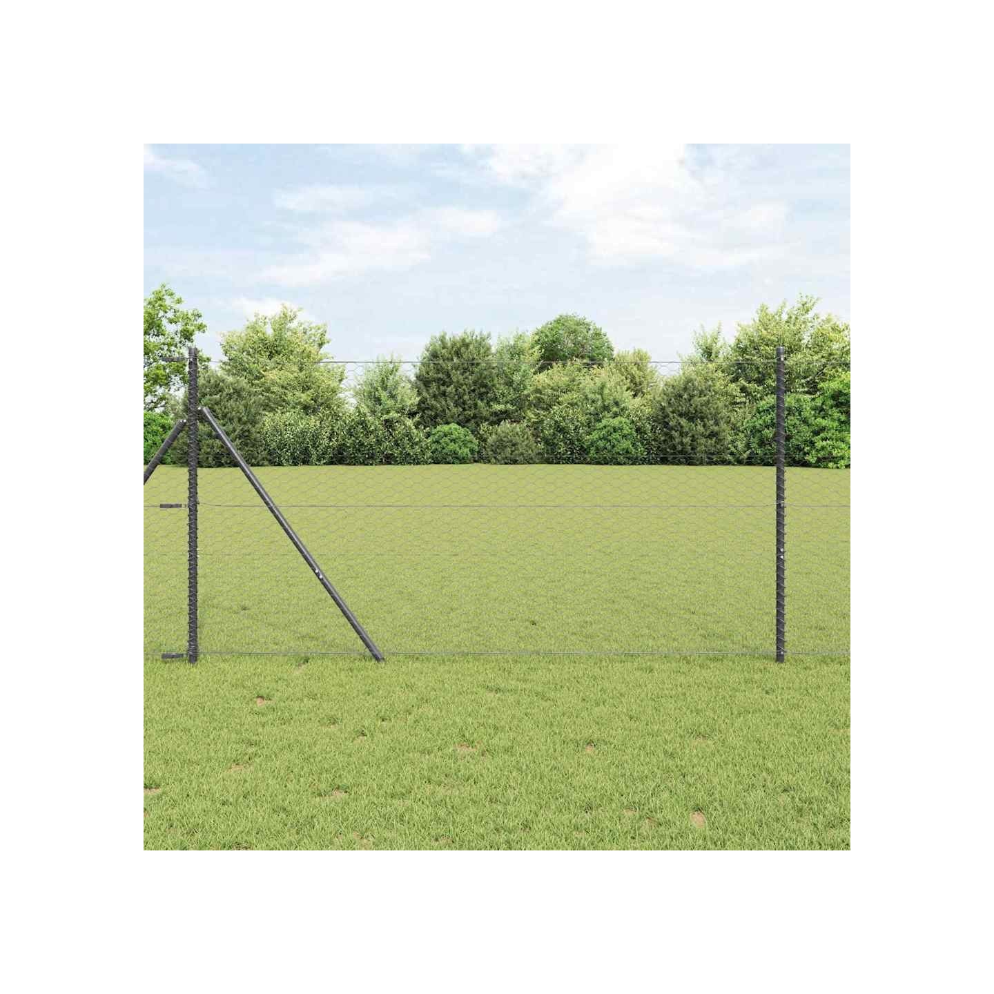 Fixation au sol hexagonale 10 x 1 m Acier recouvert de PVC Gris
