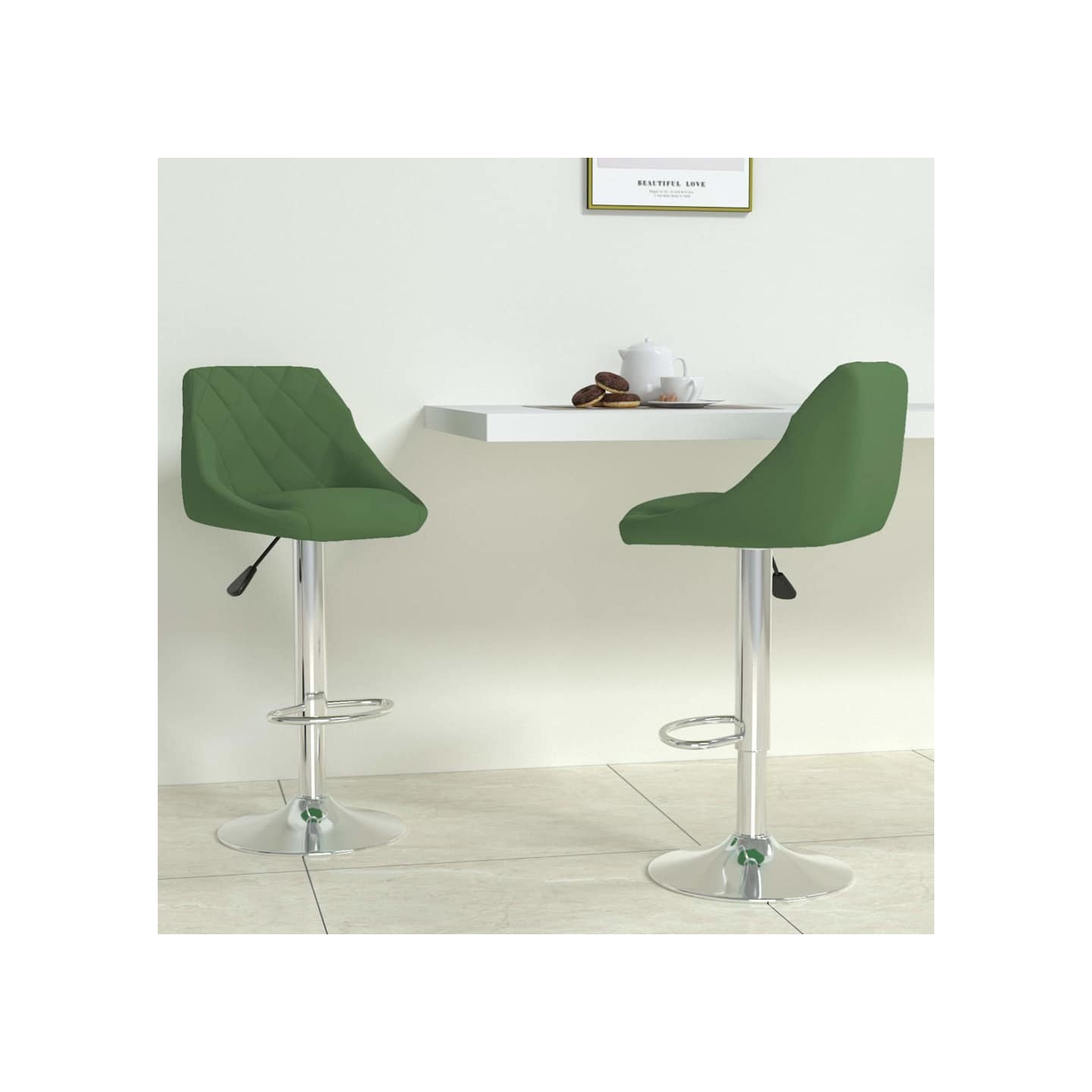 Tabourets de bar lot de 2 vert foncé velours