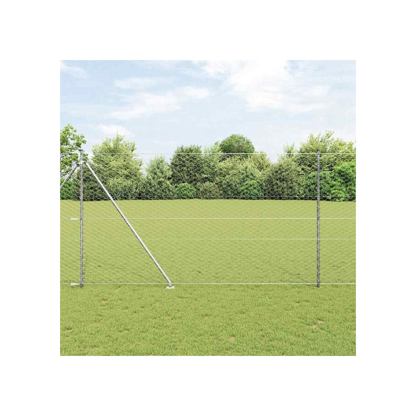 Clôture hexagonale avec poteau 10 x 1,5 m Acier galvanisé