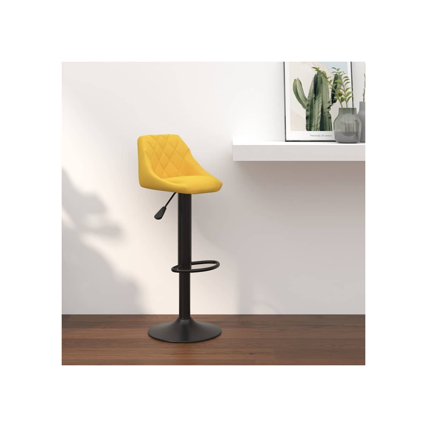 Tabouret de bar Jaune moutarde Velours