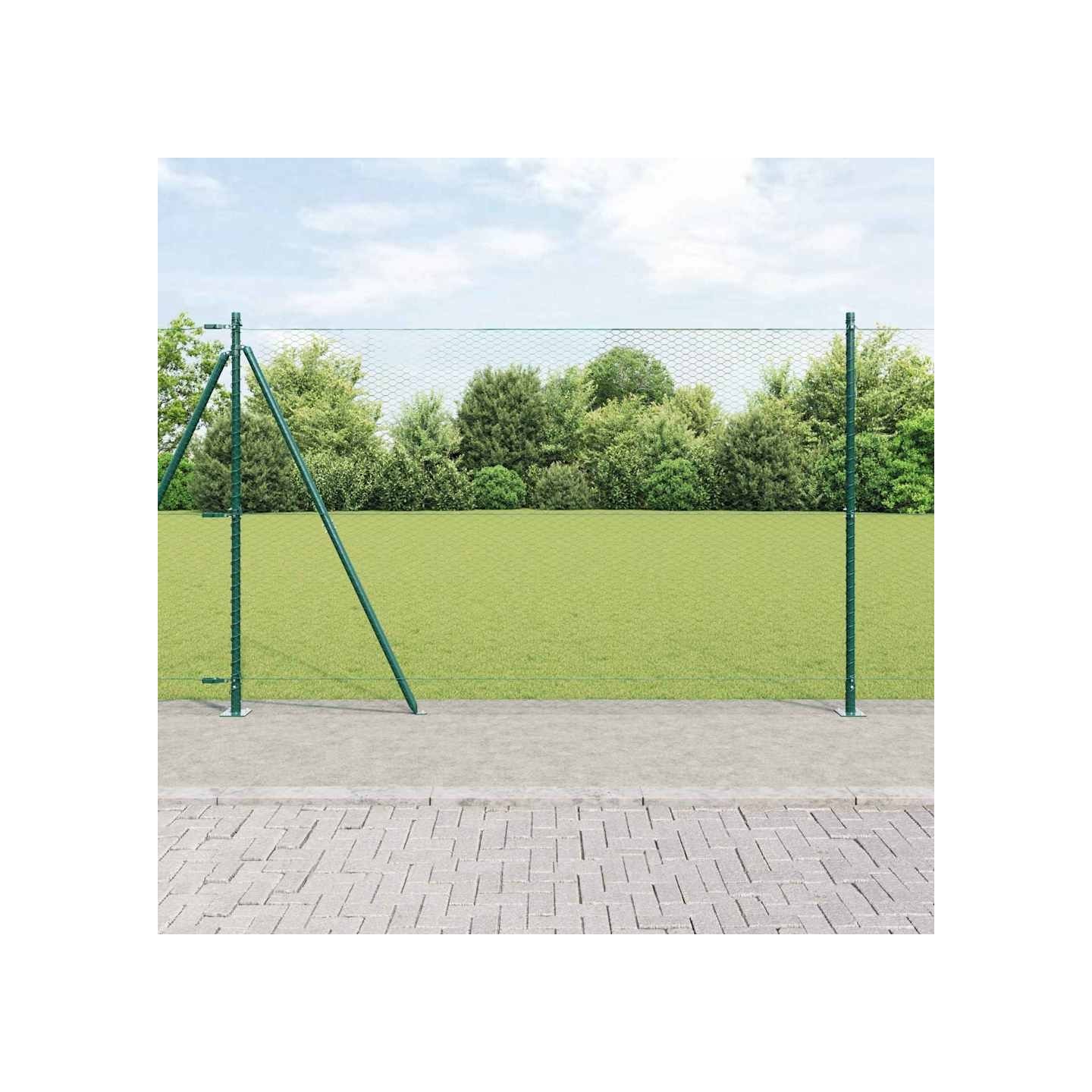 Clôture hexagonale avec base en béton 10 x 1,5 m Vert Maille