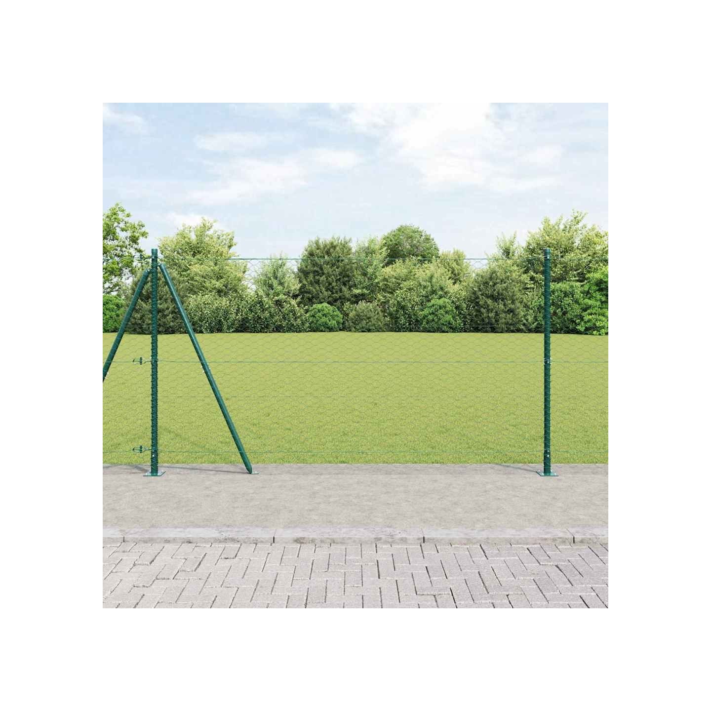 Clôture hexagonale avec base en béton 10 x 1,2 m Vert Maille