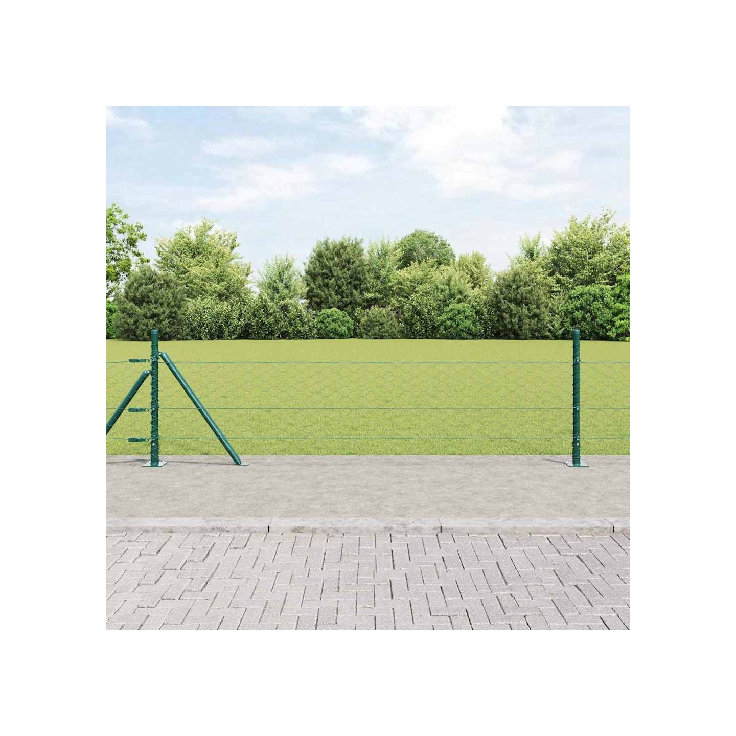 Clôture hexagonale avec base en béton 25 x 0,4 m Vert Maille