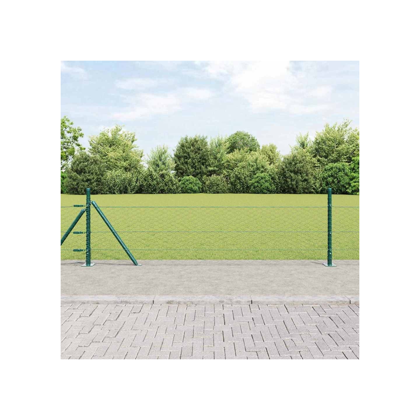 Clôture hexagonale avec base en béton 25 x 0,5 m Vert forêt