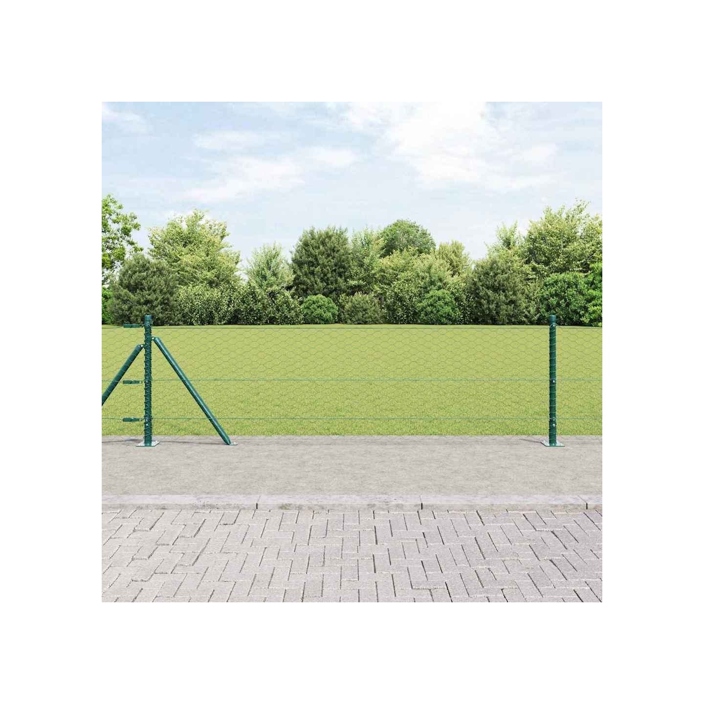 Clôture hexagonale avec base en béton 25 x 0,6 m Vert Maille