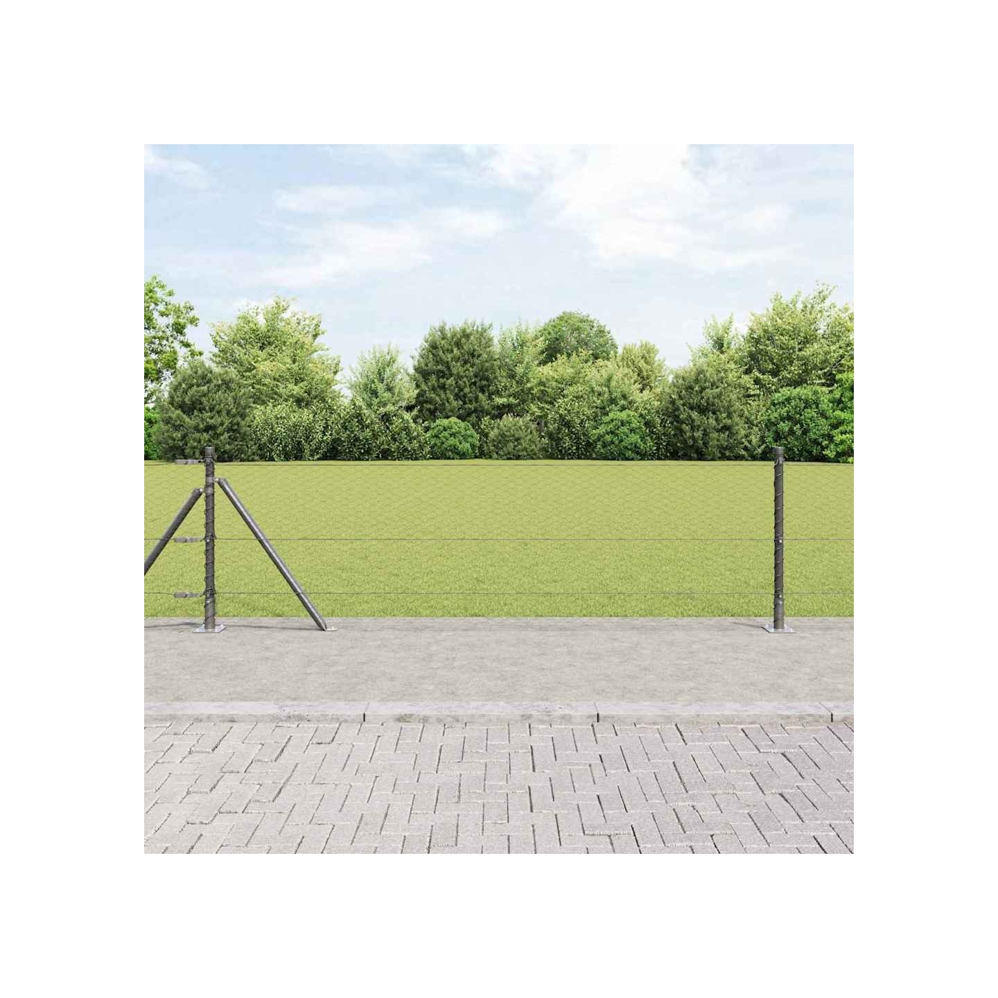 Clôture hexagonale avec base en béton 25 x 0,4 m Gris Maille