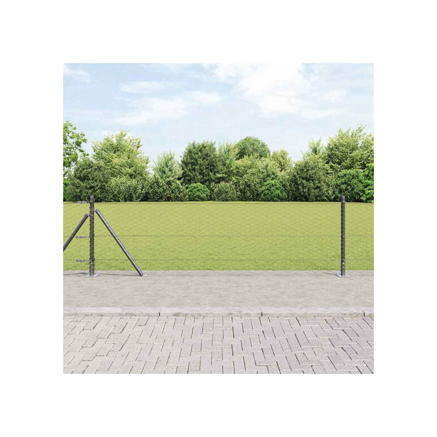 Clôture hexagonale avec base en béton 25 x 0,5 m Gris Maille