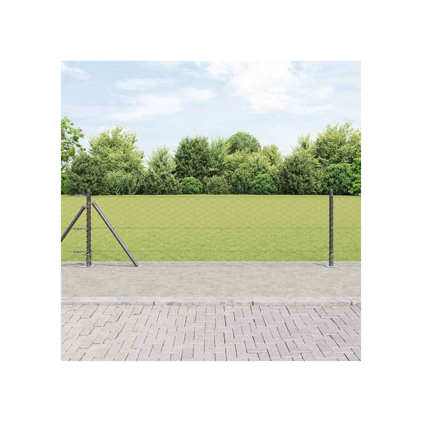 Clôture hexagonale avec base en béton 25 x 0,6 m Gris Maille